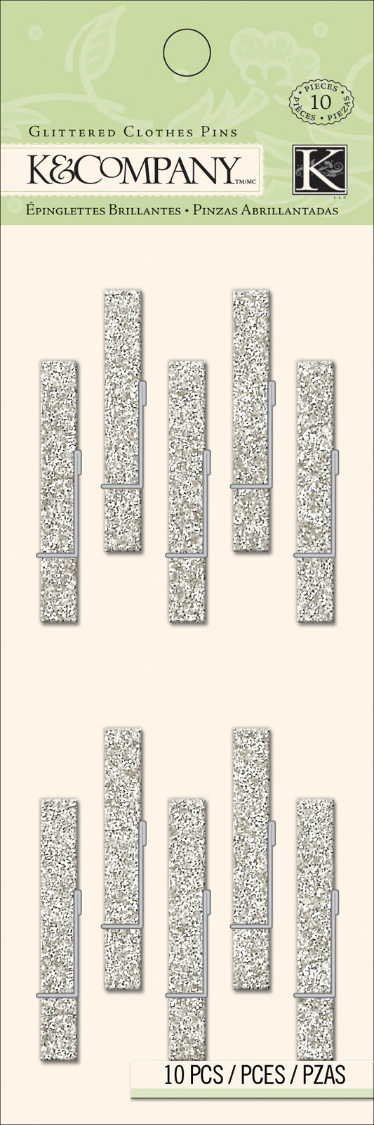 K&Company • Glittered silver clothes pins