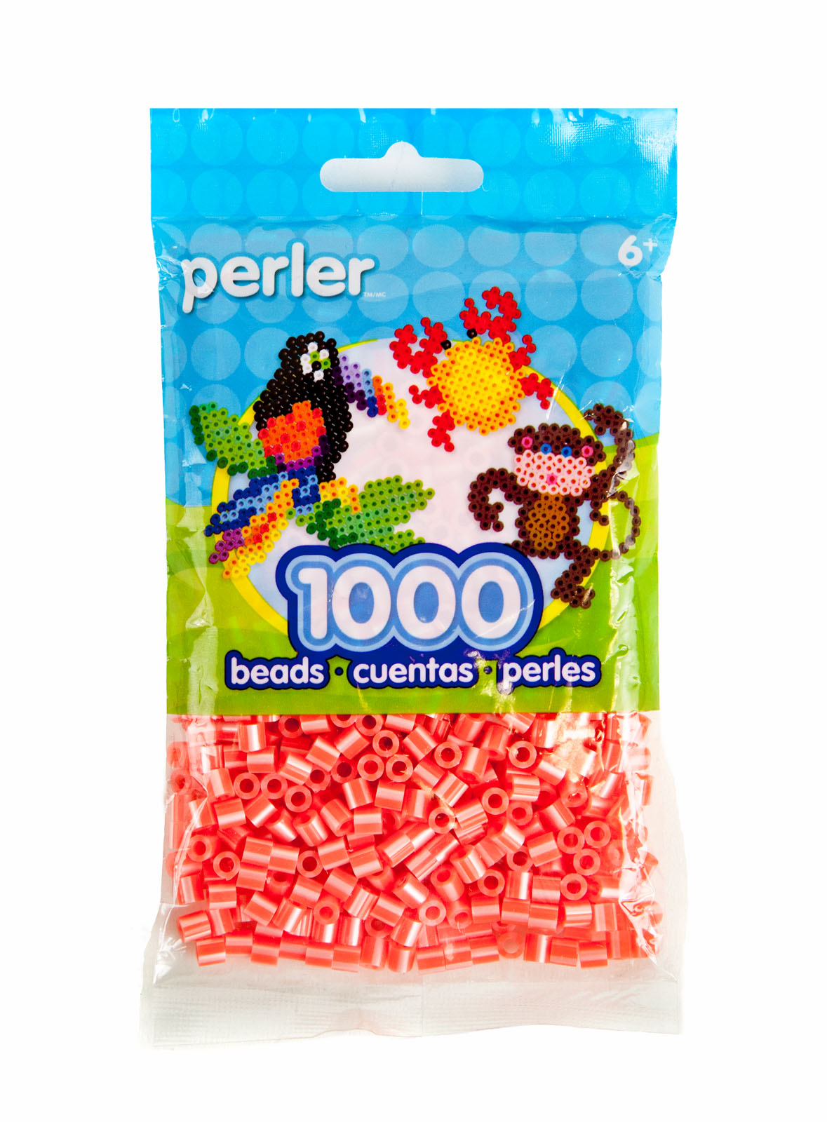 Perler • Pearl stripe strijkkralen hot coral
