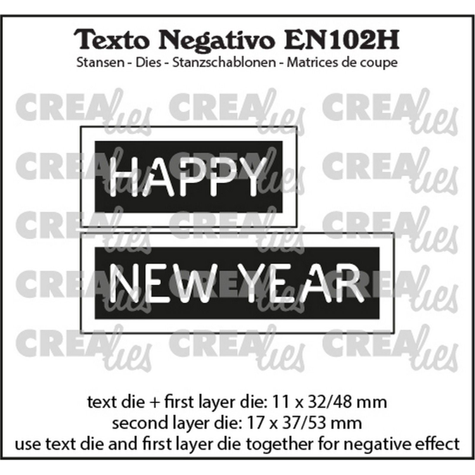 Crealies • Texto Negativo En: Happy New Year (Horizontaal)