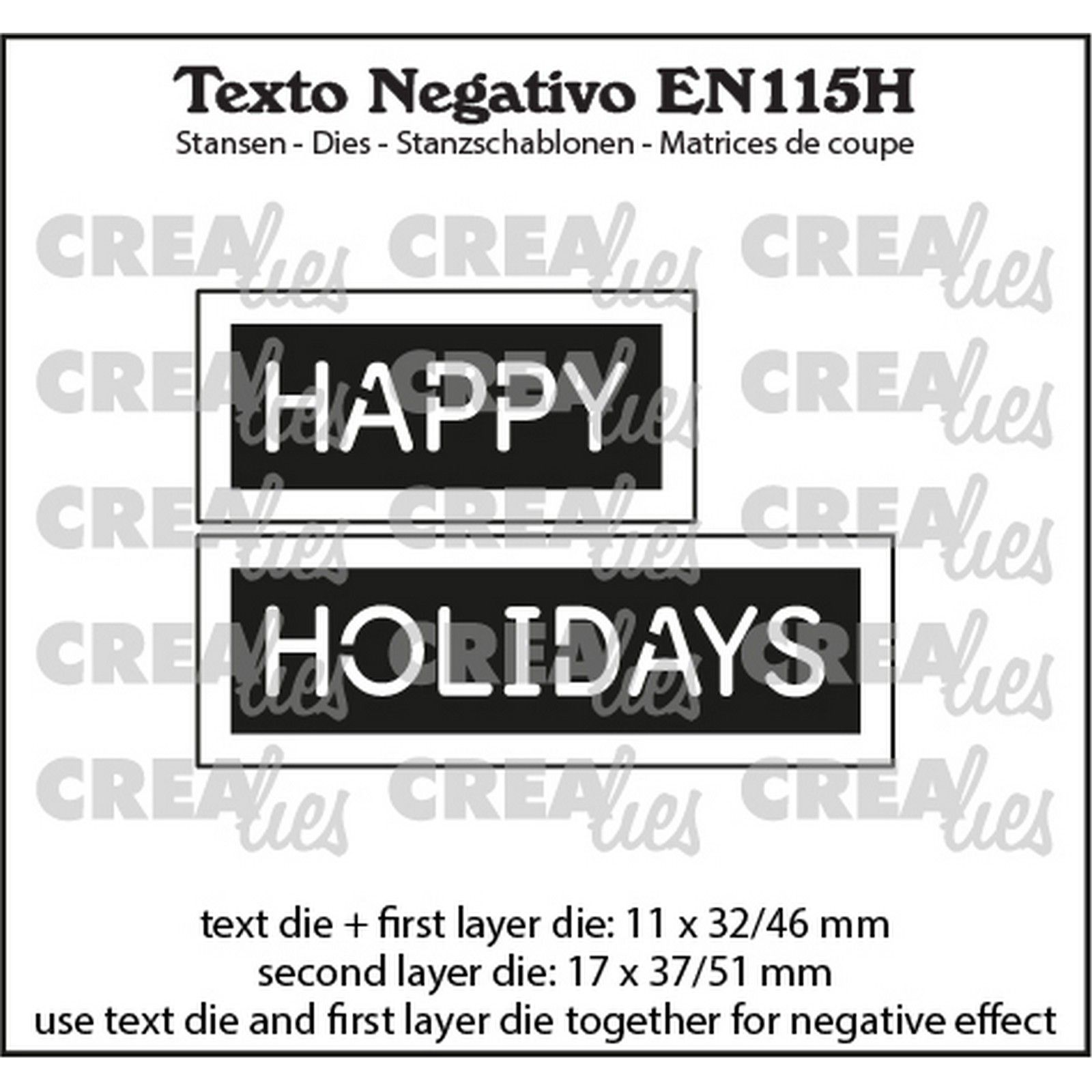 Crealies • Texto Negativo En: Happy Holidays (Horizontal)