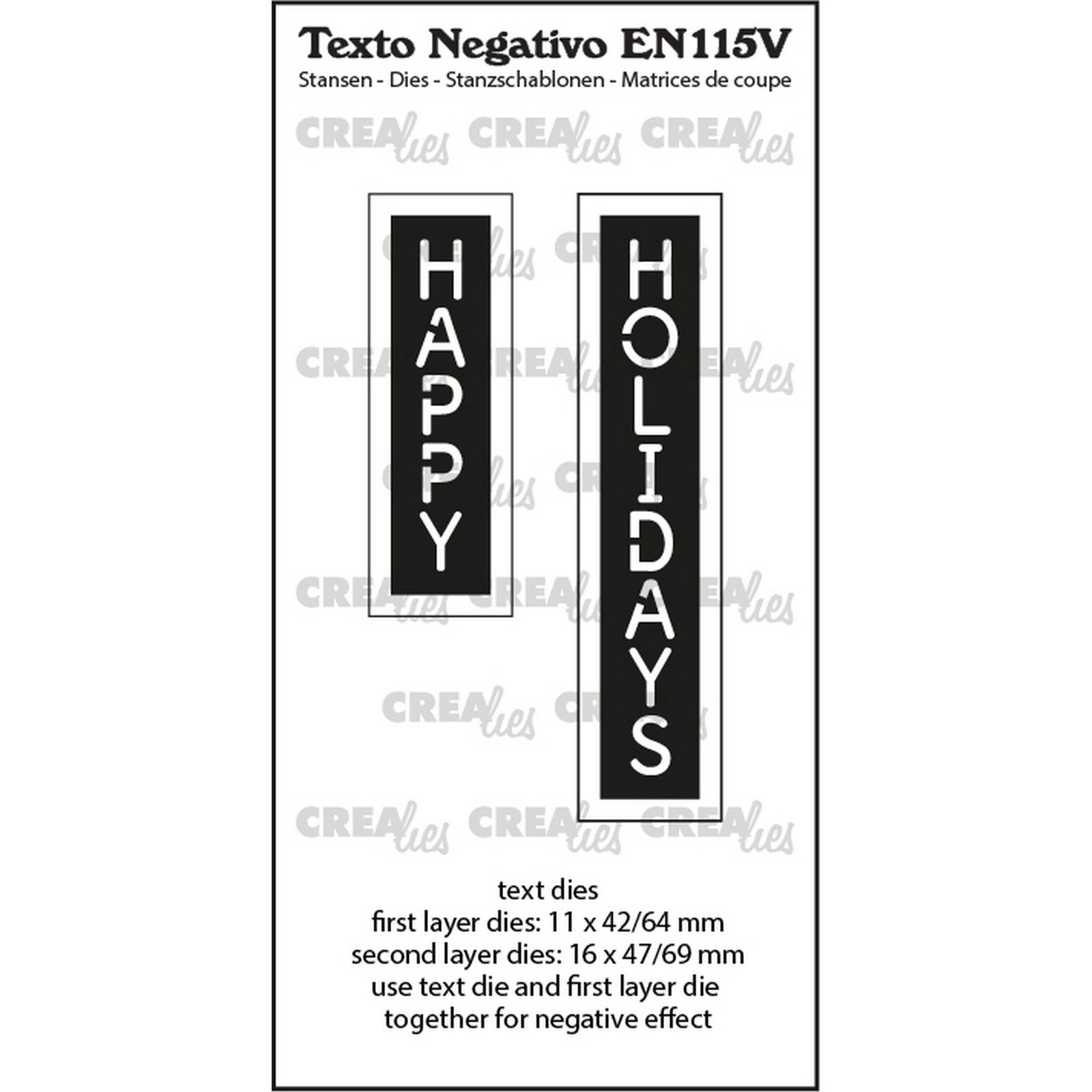 Crealies • Texto Negativo En: Happy Holidays (Vertikaal)