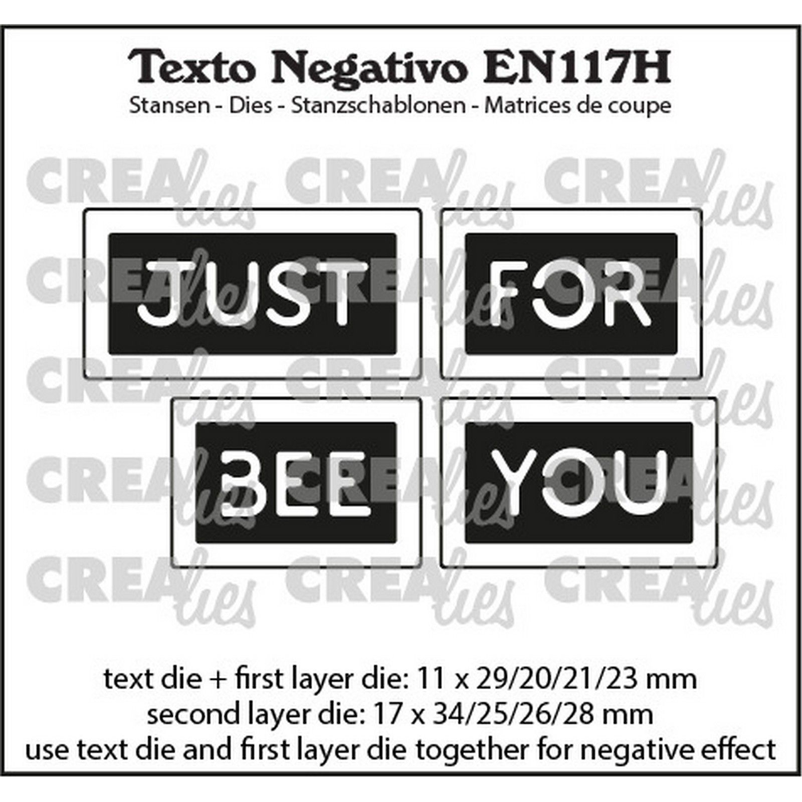 Crealies • Texto Negativo Stanzschablone Niederländischer Text: Just Bee/For You (Horizontal)
