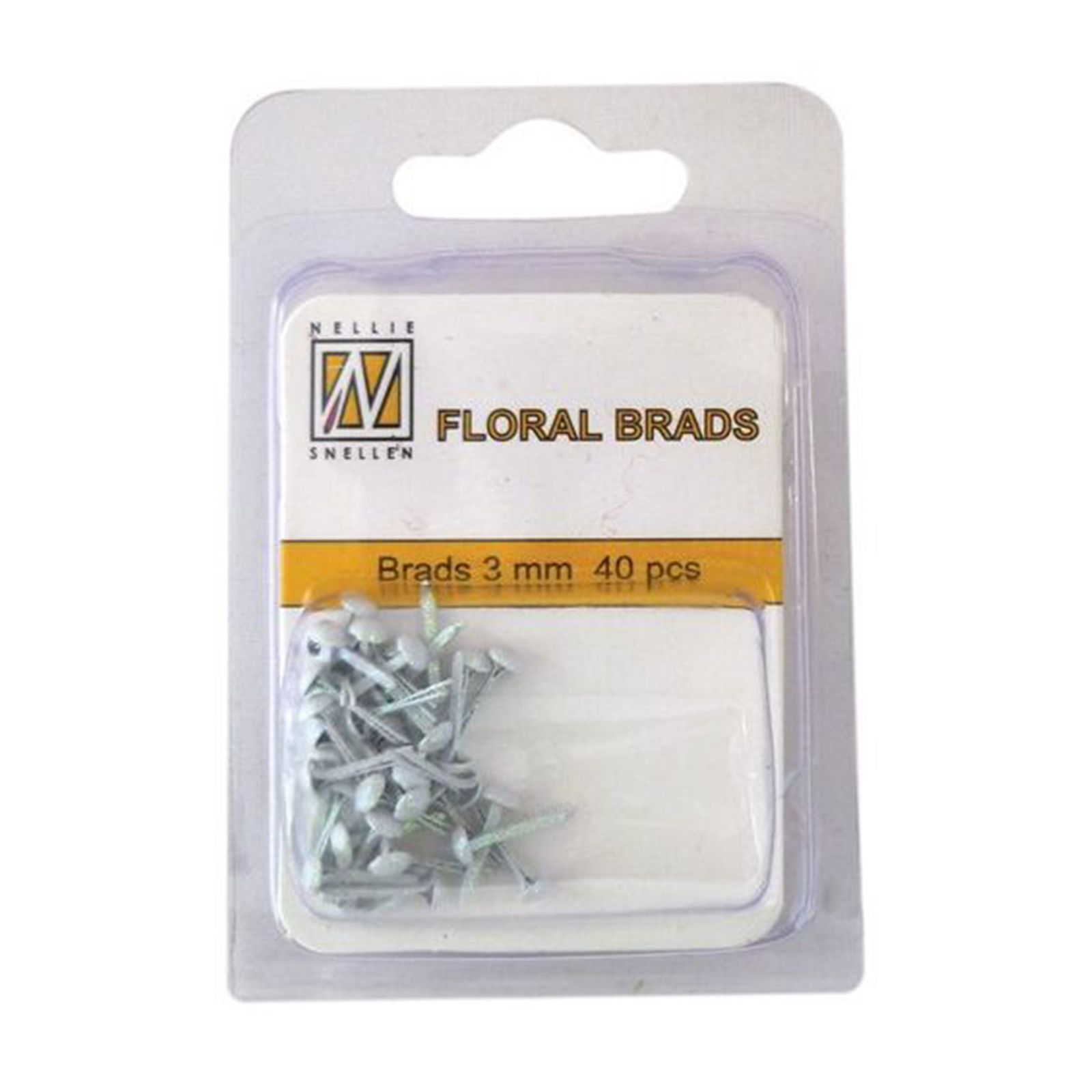 Nellie's Choice • Floral Glitter Brads 3mm. 40stuks/pkg White