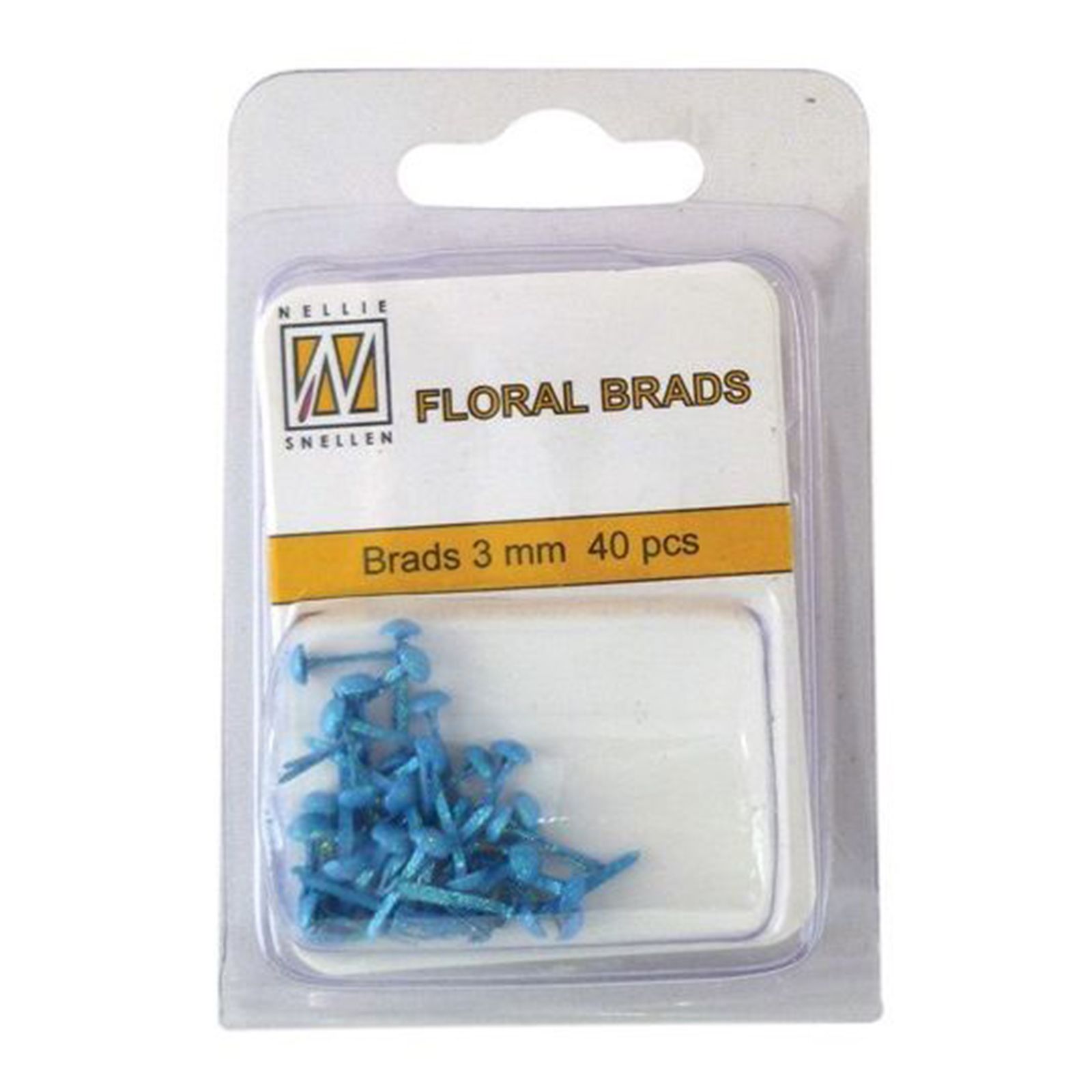 Nellie's Choice • Floral Glitter Brads 3mm. 40pcs/pkg Blue 305U