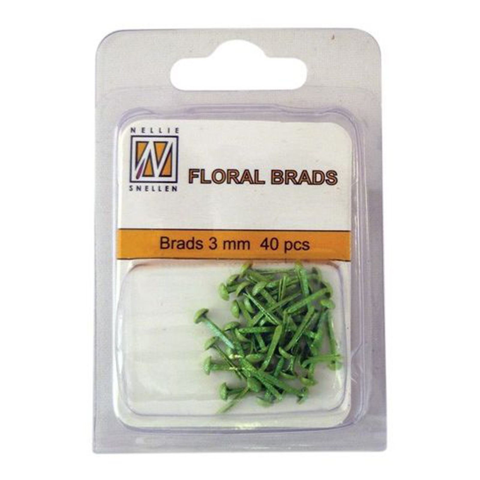 Nellie's Choice • Floral Glitter Brads 3mm. 40pcs/pkg Green