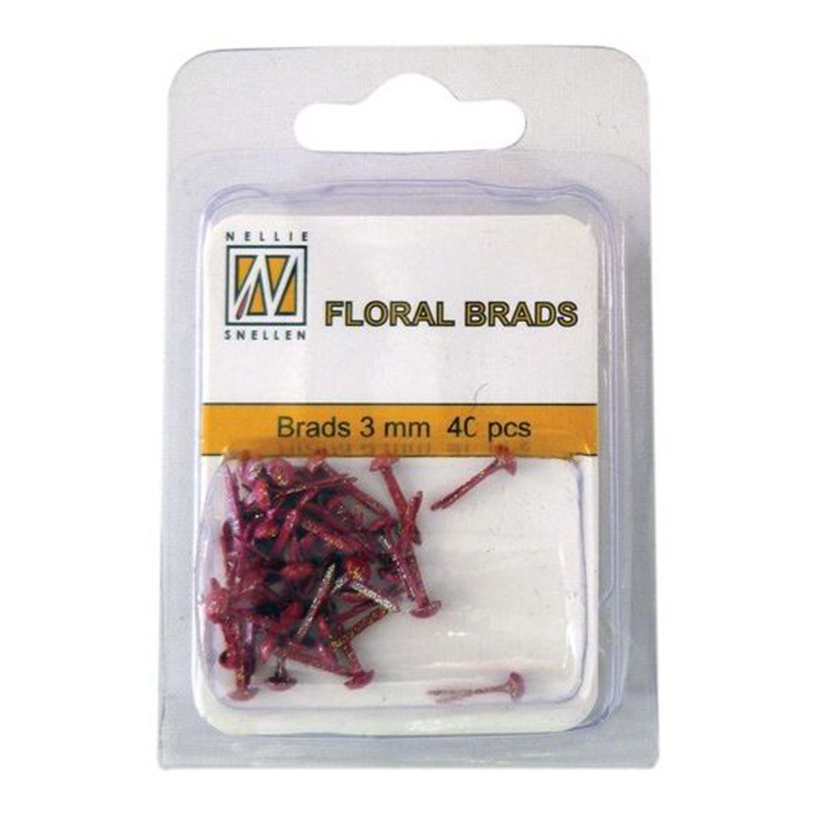 Nellie's Choice • Floral Glitter Brads 3mm. 40pcs/pkg Red 1797U