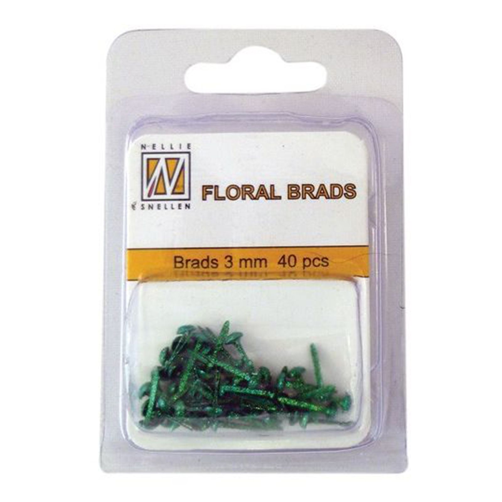 Nellie's Choice • Floral Glitter Brads 3mm. 40pcs/pkg Bottle Green 348U