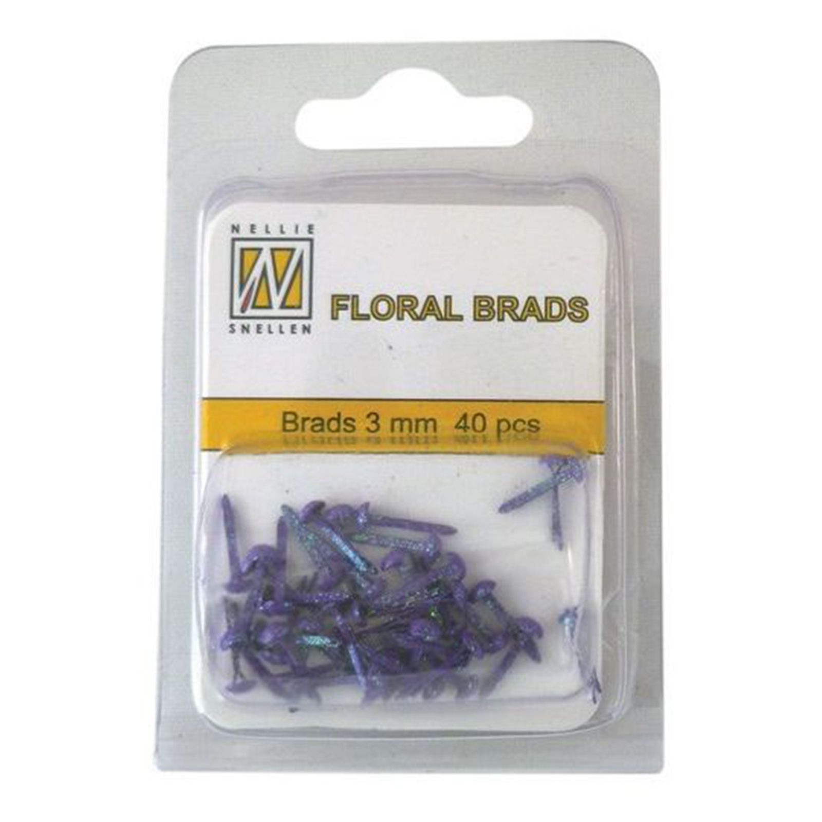 Nellie's Choice • Floral Glitter Brads 3mm. 40pcs/pkg Purple