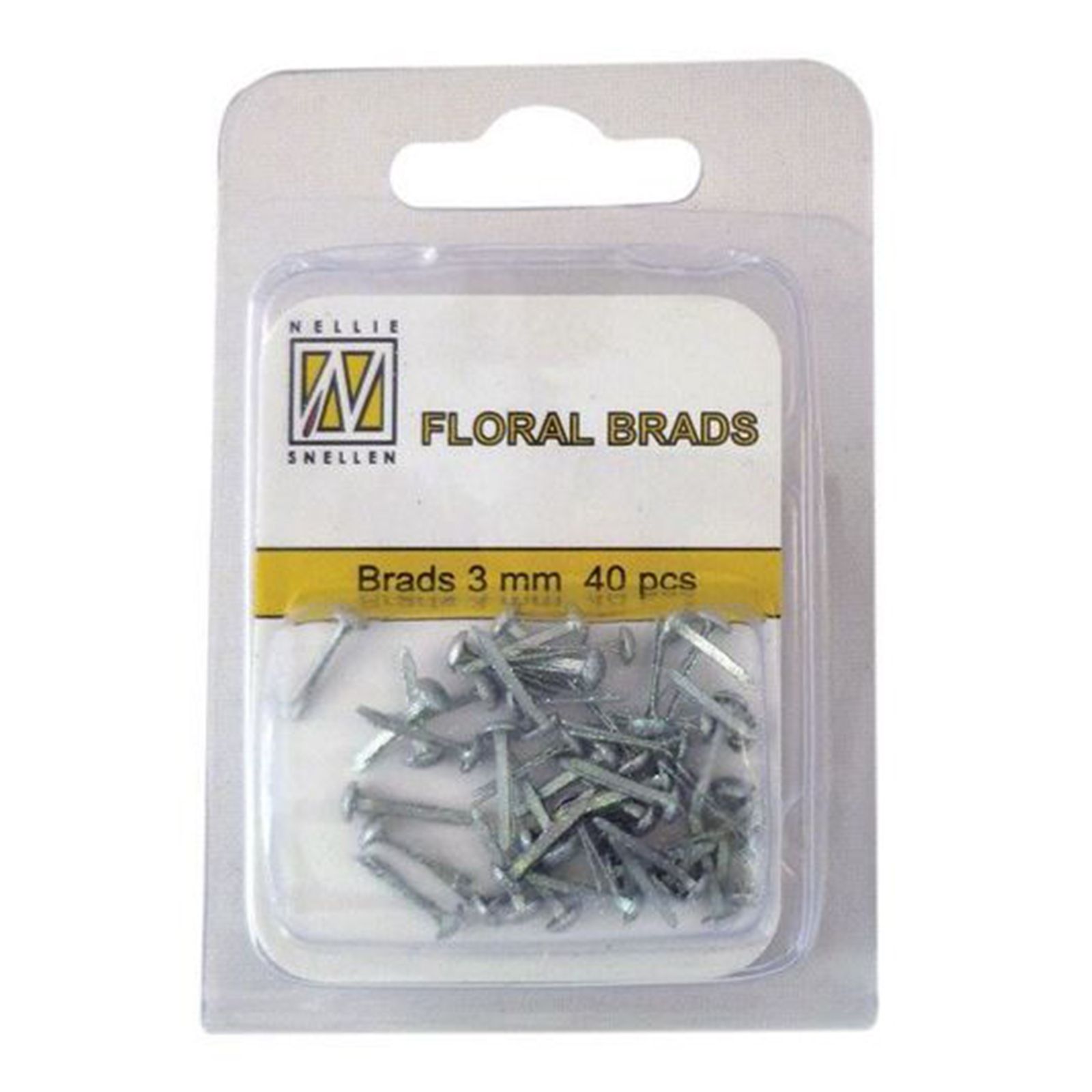 Nellie's Choice • Floral Glitter Brads 3mm. 40pcs/pkg Silver 7542U Metallic