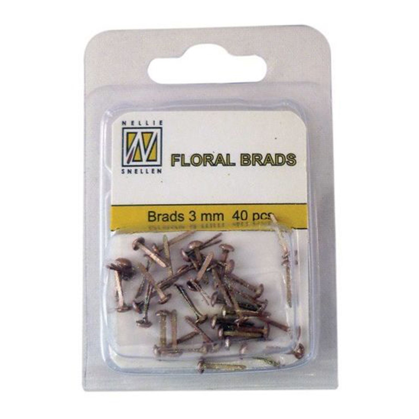 Nellie's Choice • Floral Glitter Brads 3mm. 40pcs/pkg Gold 7509U Metallic