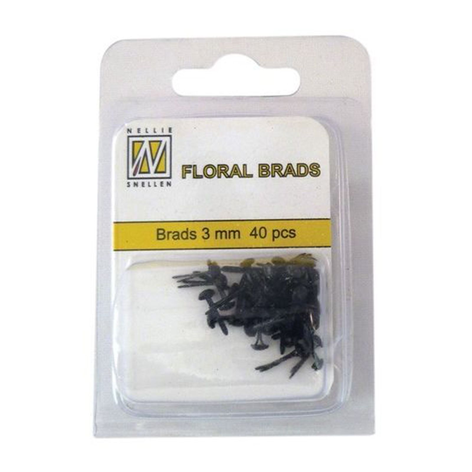 Nellie's Choice • Floral Glitter Brads 3mm. 40pcs/pkg Black