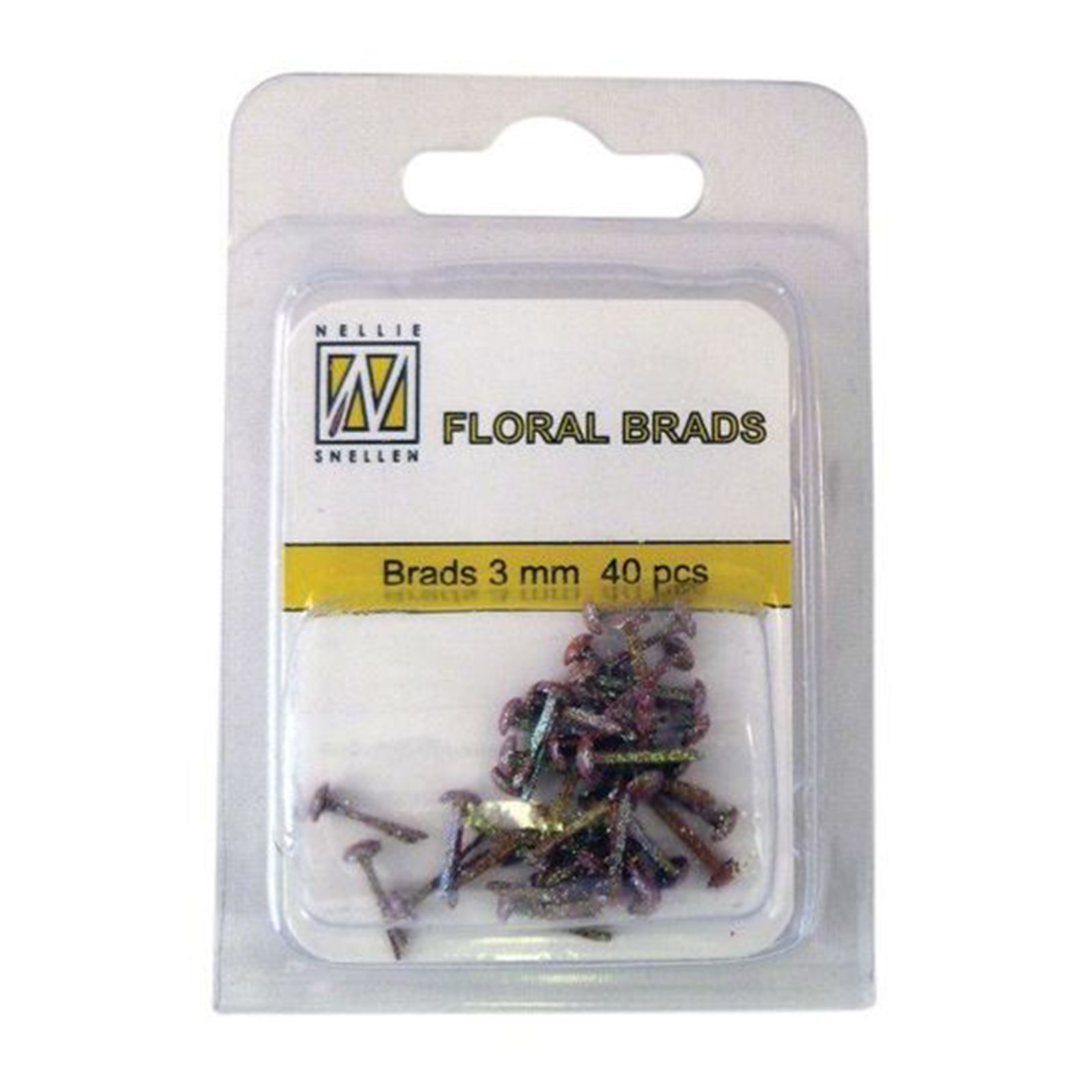 Nellie's Choice • Floral Glitter Brads 3mm. 40pcs/pkg Dark Brown