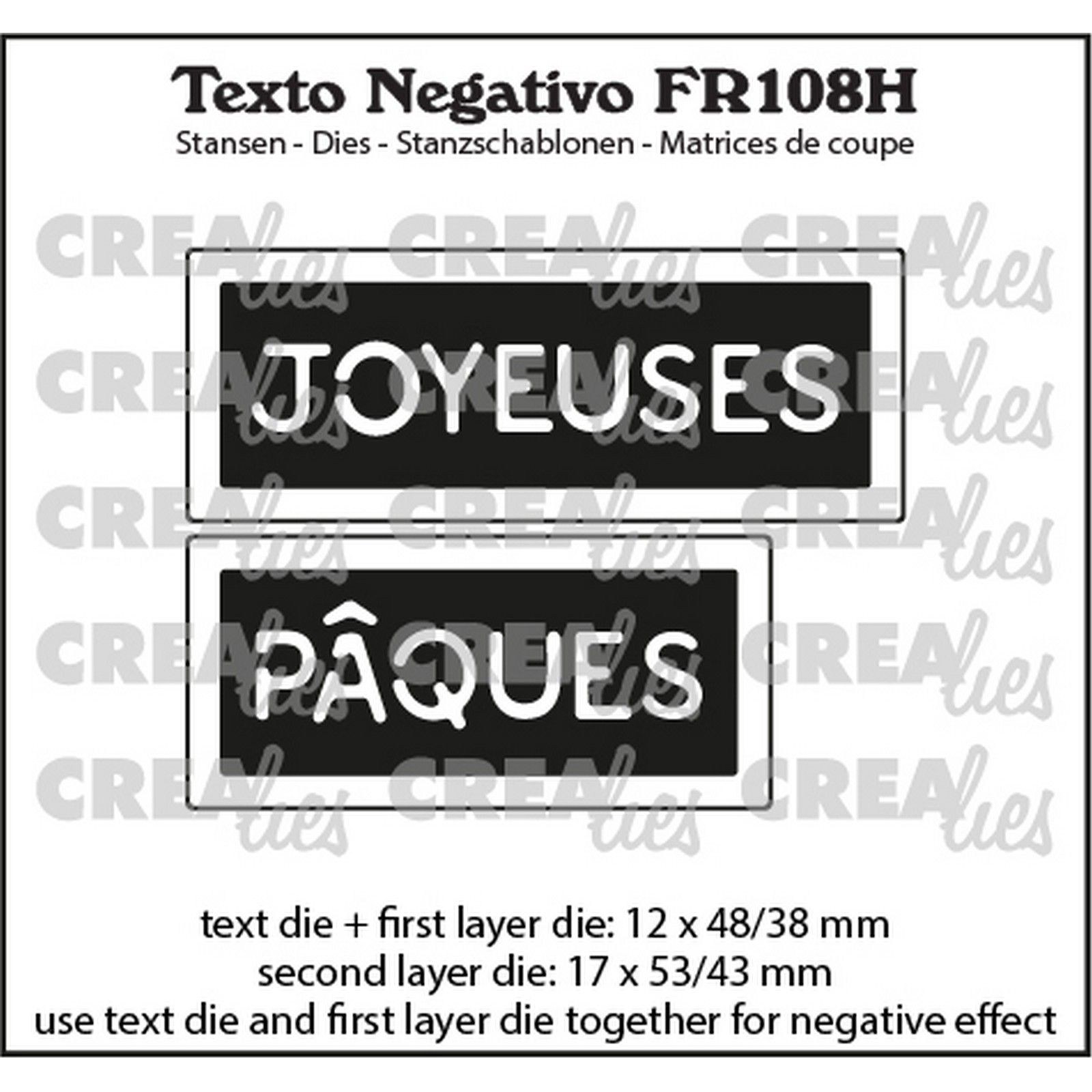 Crealies • Texto Negativo Fr: Joyeuses Pâques (Horizontal)
