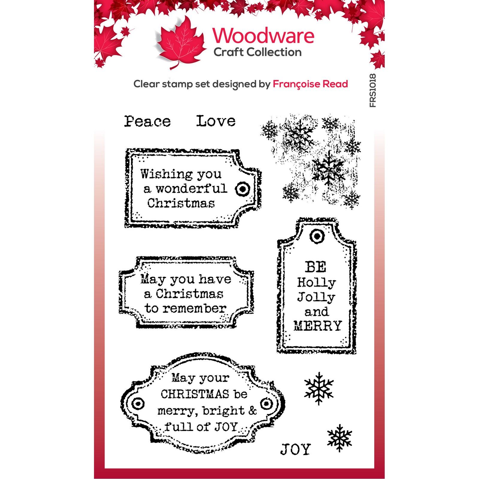 Woodware • Clear Singles Stempel Set Christmas Old Labels 