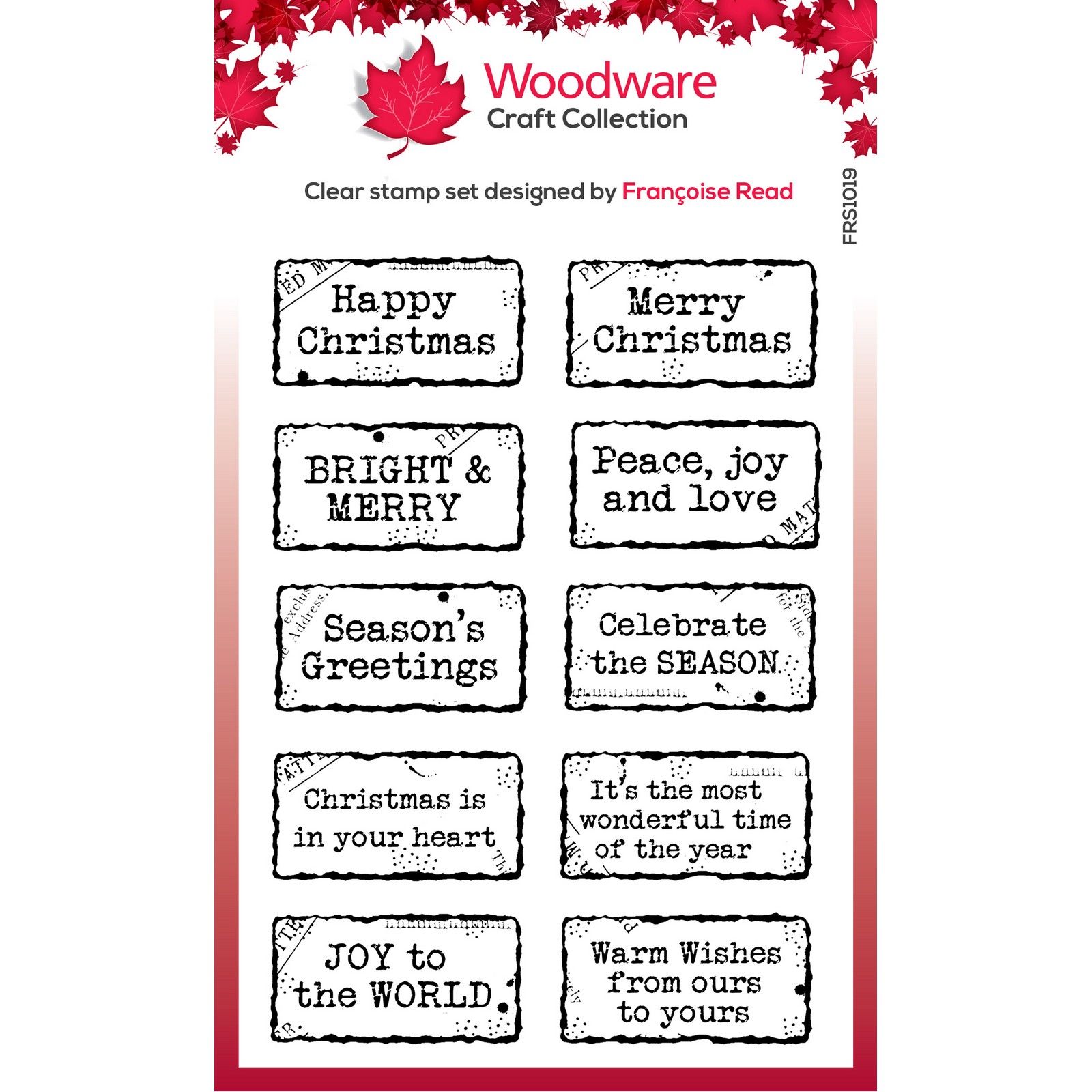 Woodware • Clear Singles Stamps Christmas Distressed Labels 