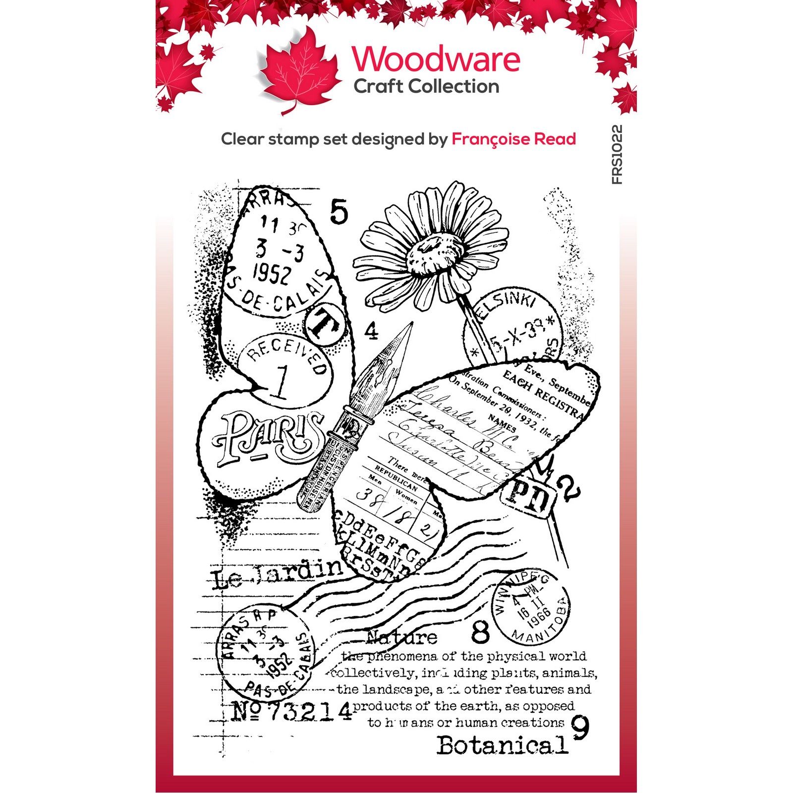 Woodware • Clear Singles Stamp Set Paper Nib Butterfly