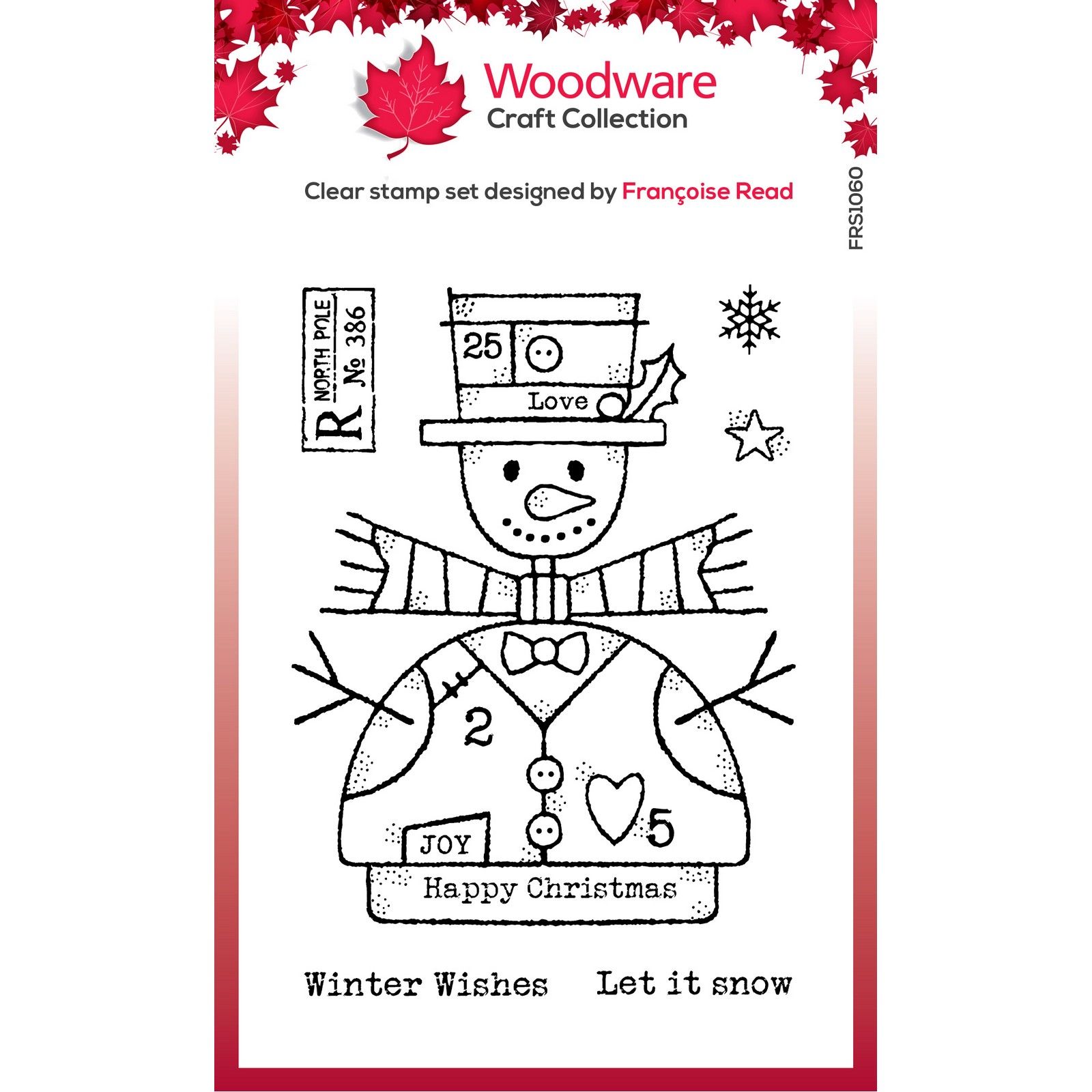 Woodware • Clear Singles Wooden Snowman 4 in x 6 in Stamp Set