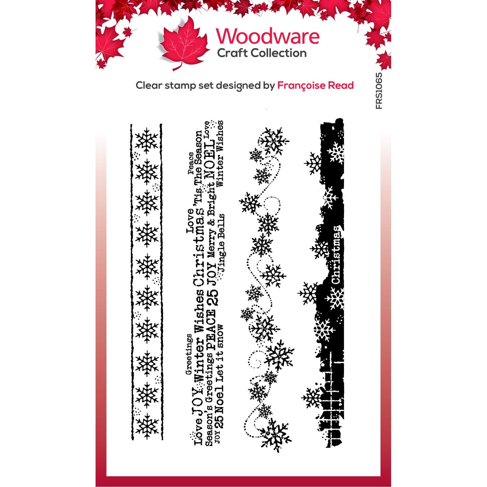 Woodware • Clear Singles Christmas Borders 4 in x 6 in Stamp Set