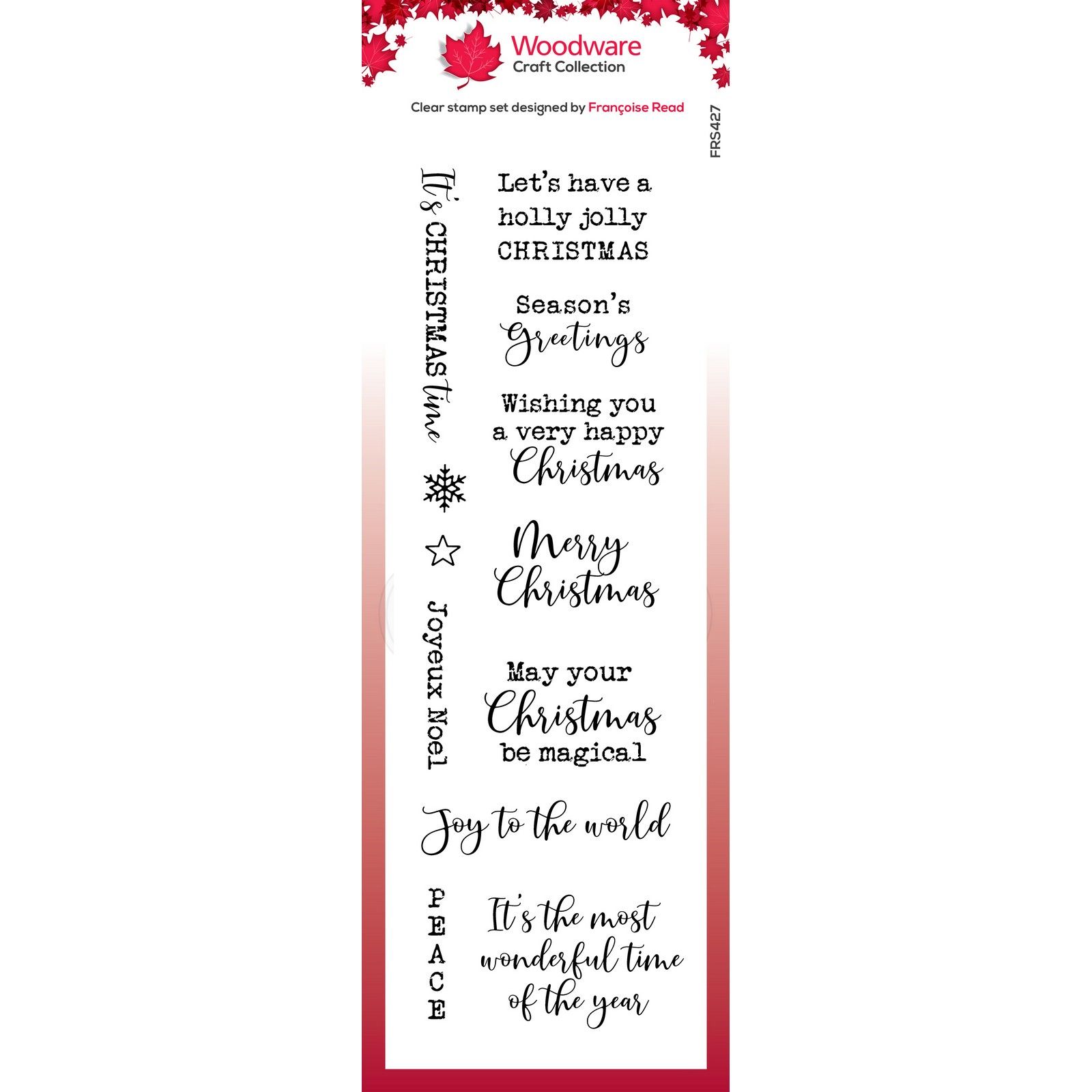 Woodware • Clear Singles Christmas Celebrations 8 in x 2.6 in Stamp Set