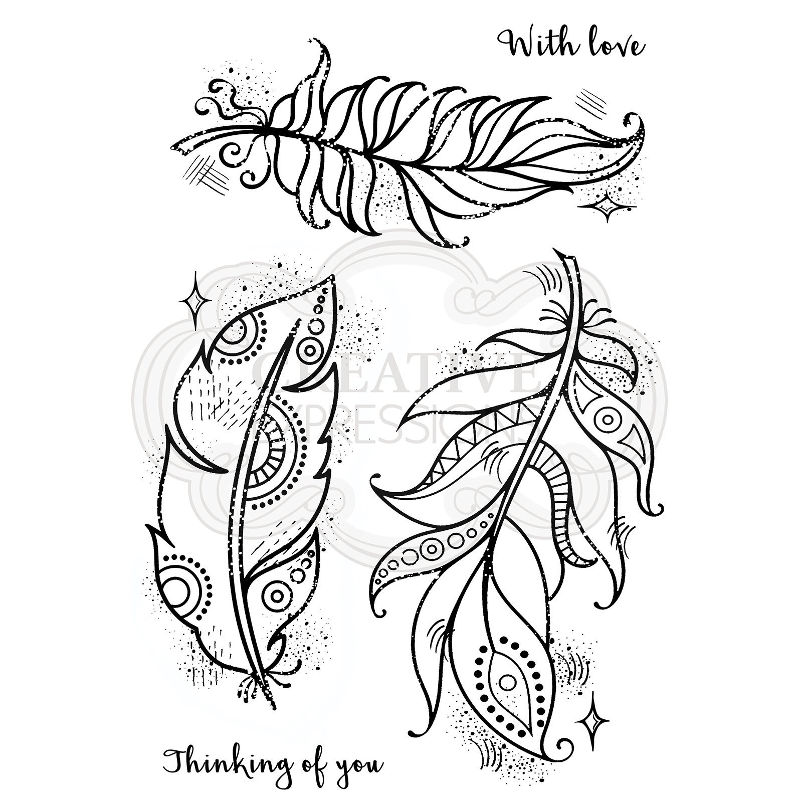 Woodware • Clear stamp Set Boho Feathers