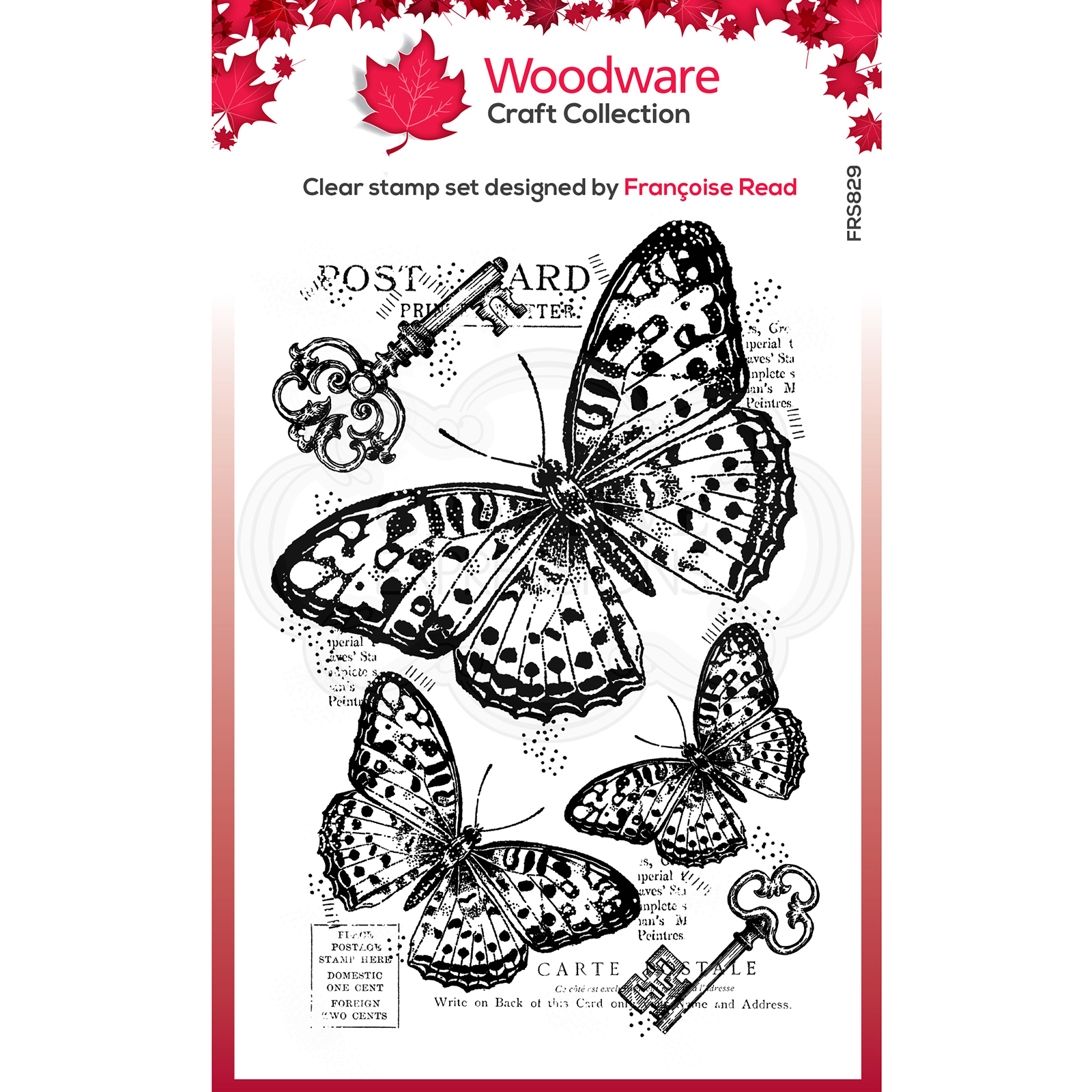 Woodware • Clear singles Three butterflies