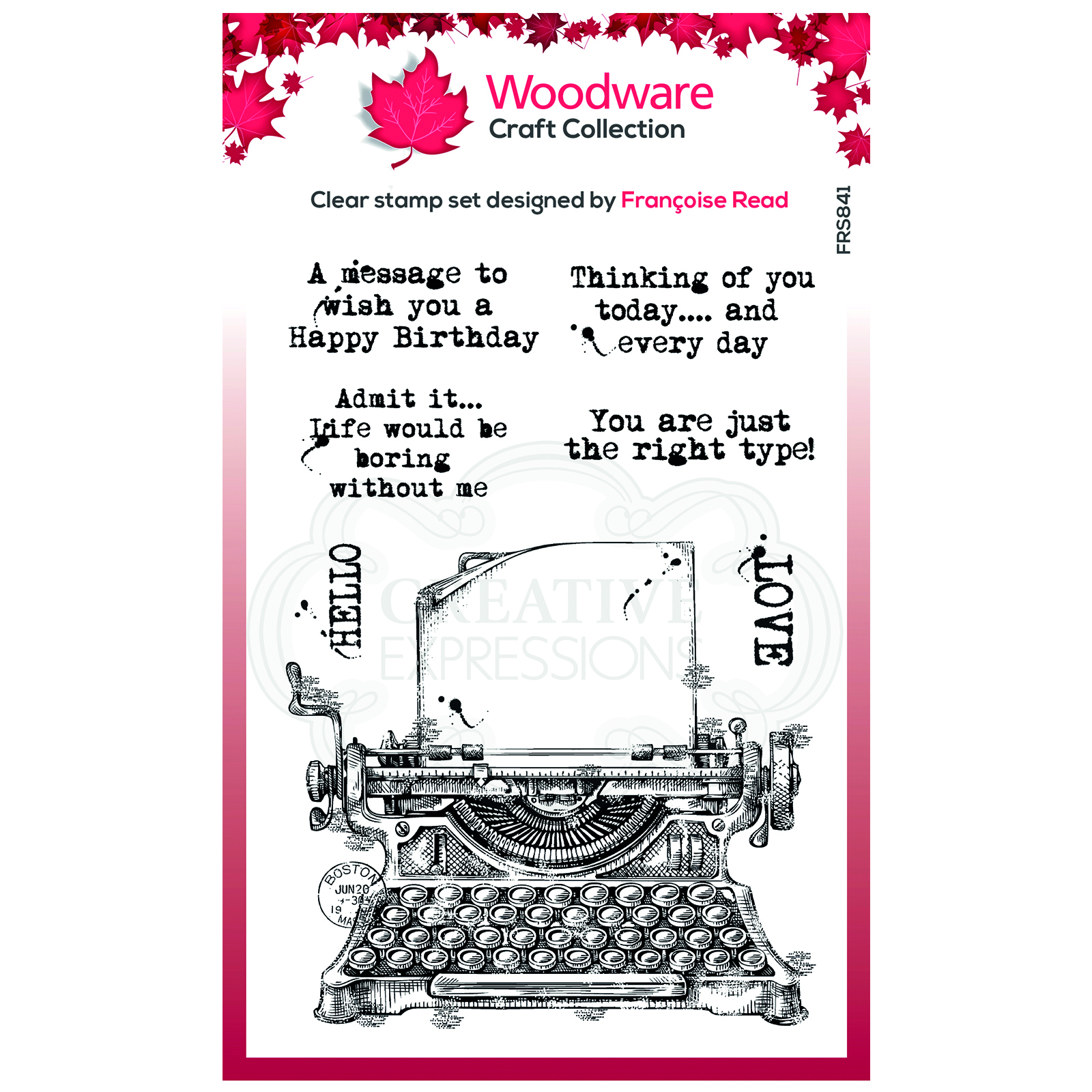 Woodware • Clear stempel singles Vintage typewriter