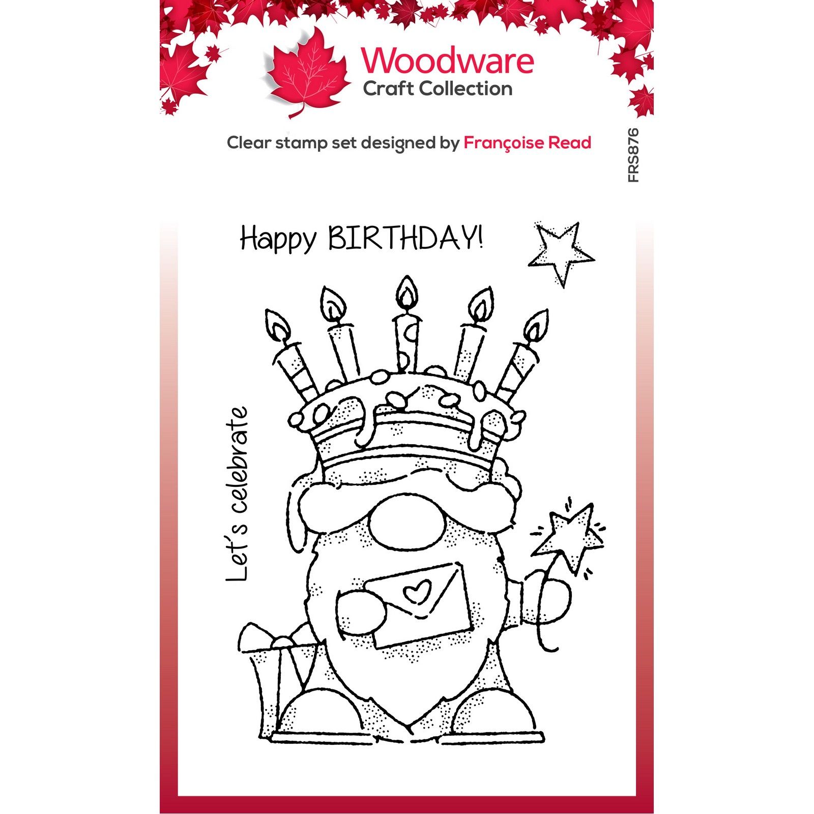 Woodware • Clear singles stamp Birthday cake gnome
