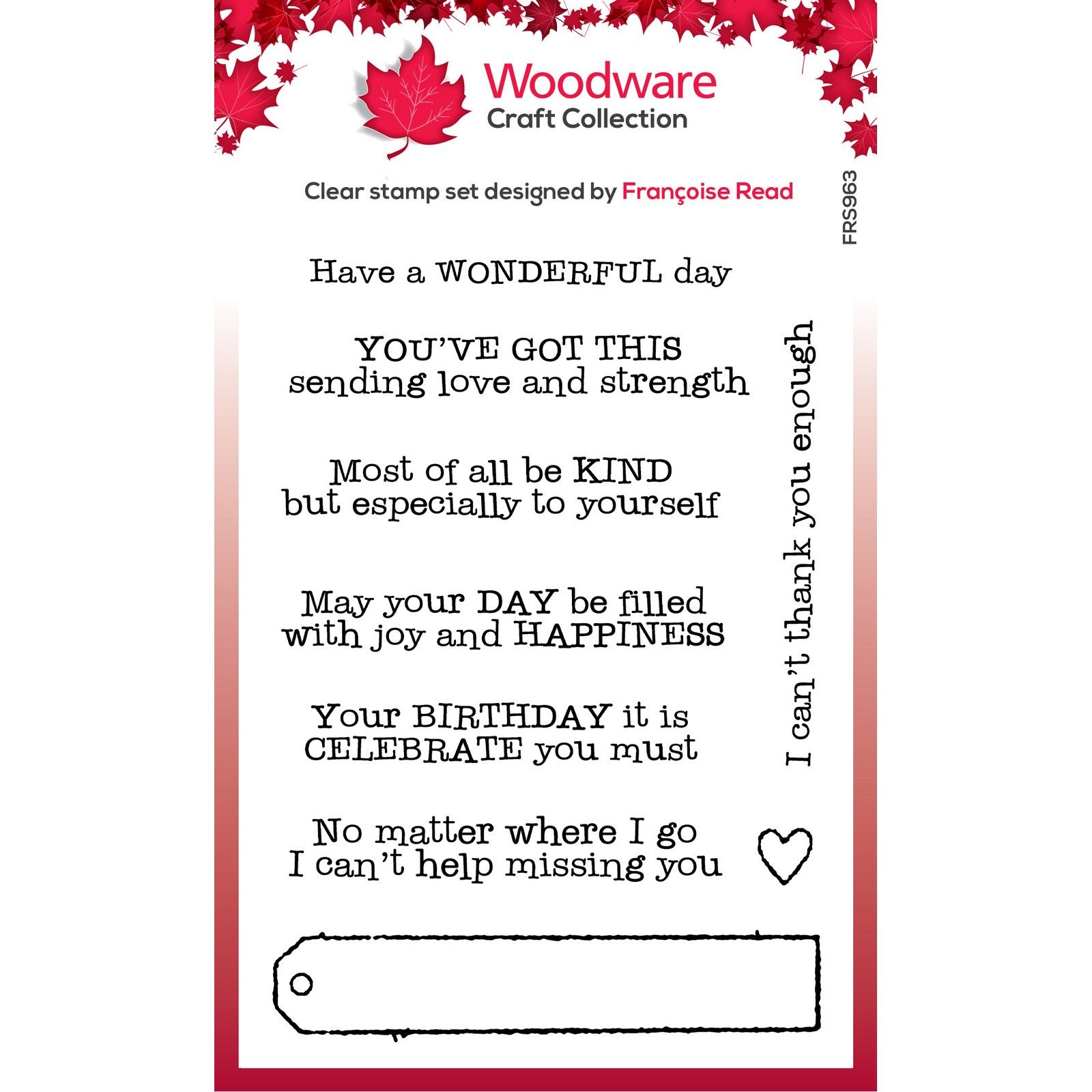 Woodware • Clear Singles Stamp Long Tag Wishes