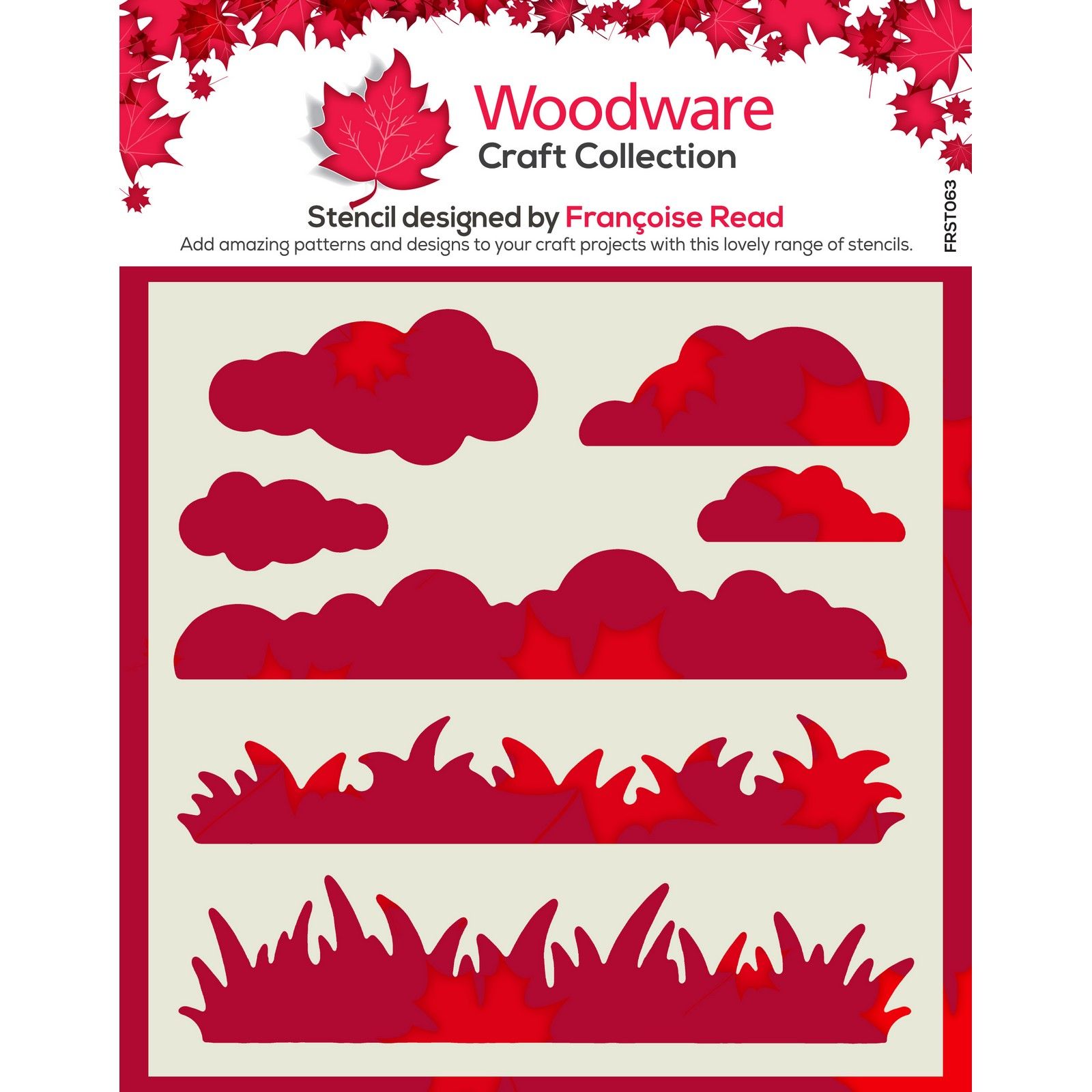 Woodware • Stencil Grass & Clouds 15,24x15,24cm