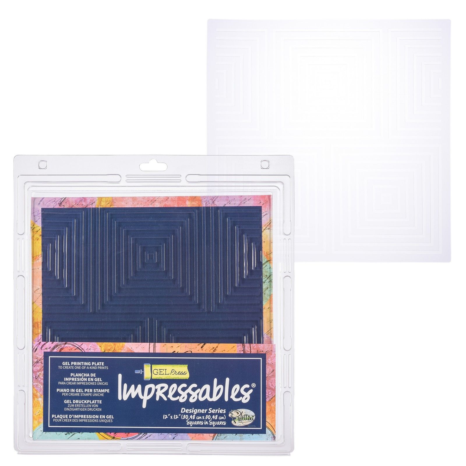 Gel Press • Gel Printing Plate Impressables Squares Inside Squares 12x12"