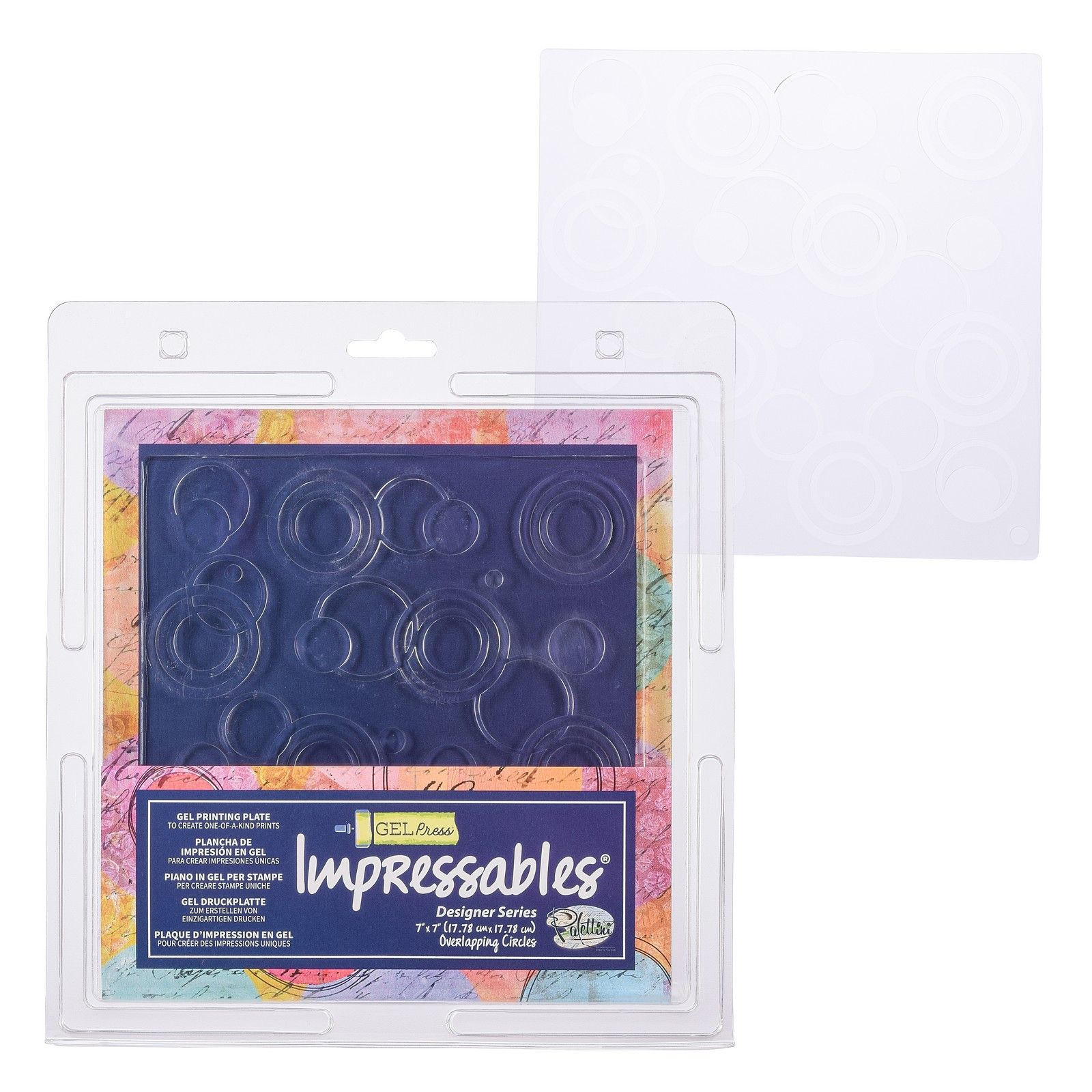 Gel Press • Plaque d'impression en gel Impressables Cercles Superposés 17,78x17,78cm 