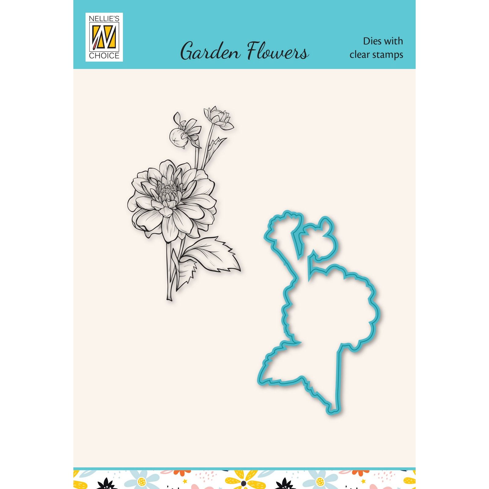 Nellie's Choice • Snellen Design Diecut & Clear Stamp Sets Flowers Series Dahlia