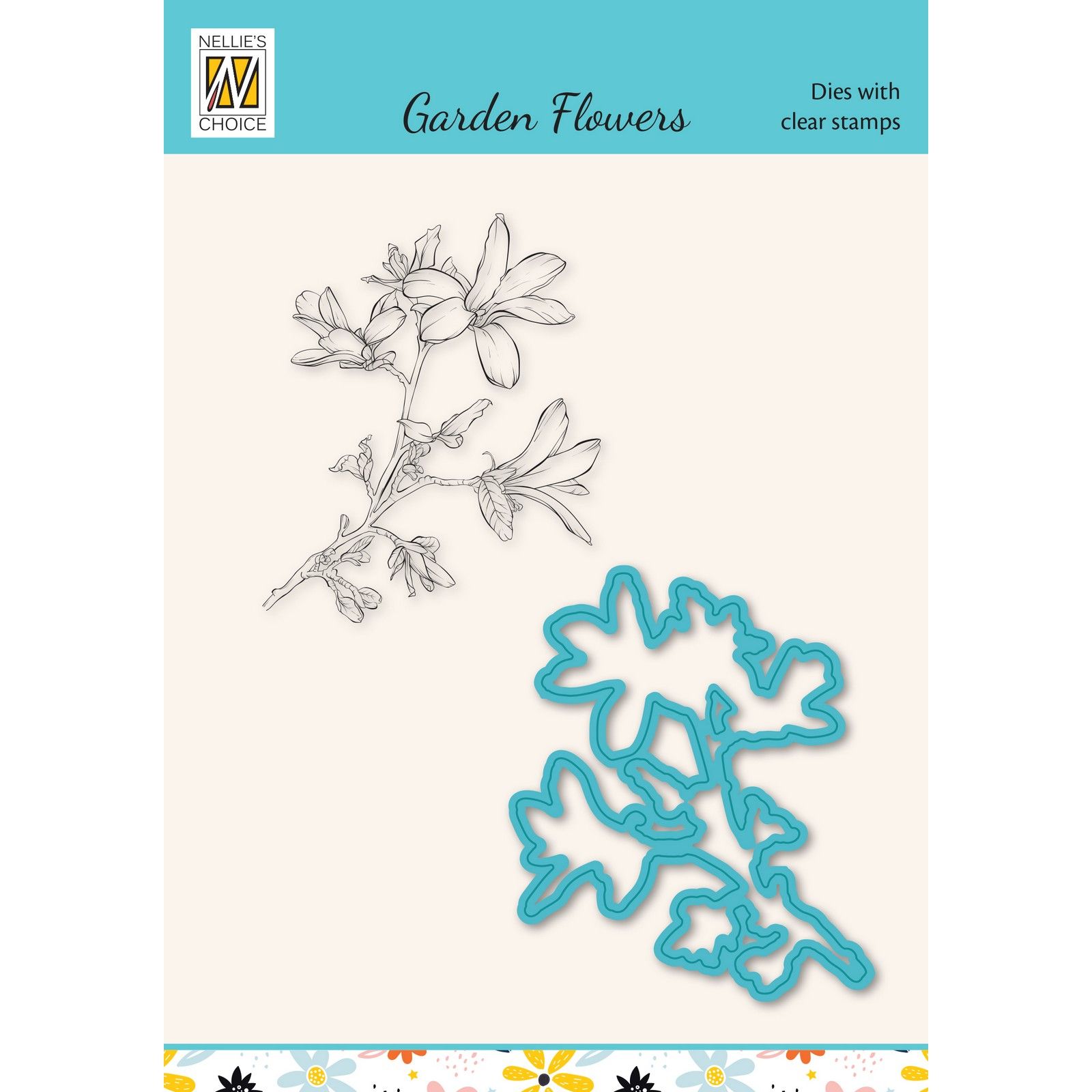 Nellie's Choice • Snellen Design Diecut & Clear Stamp Sets Flowers Series Magnolia-2