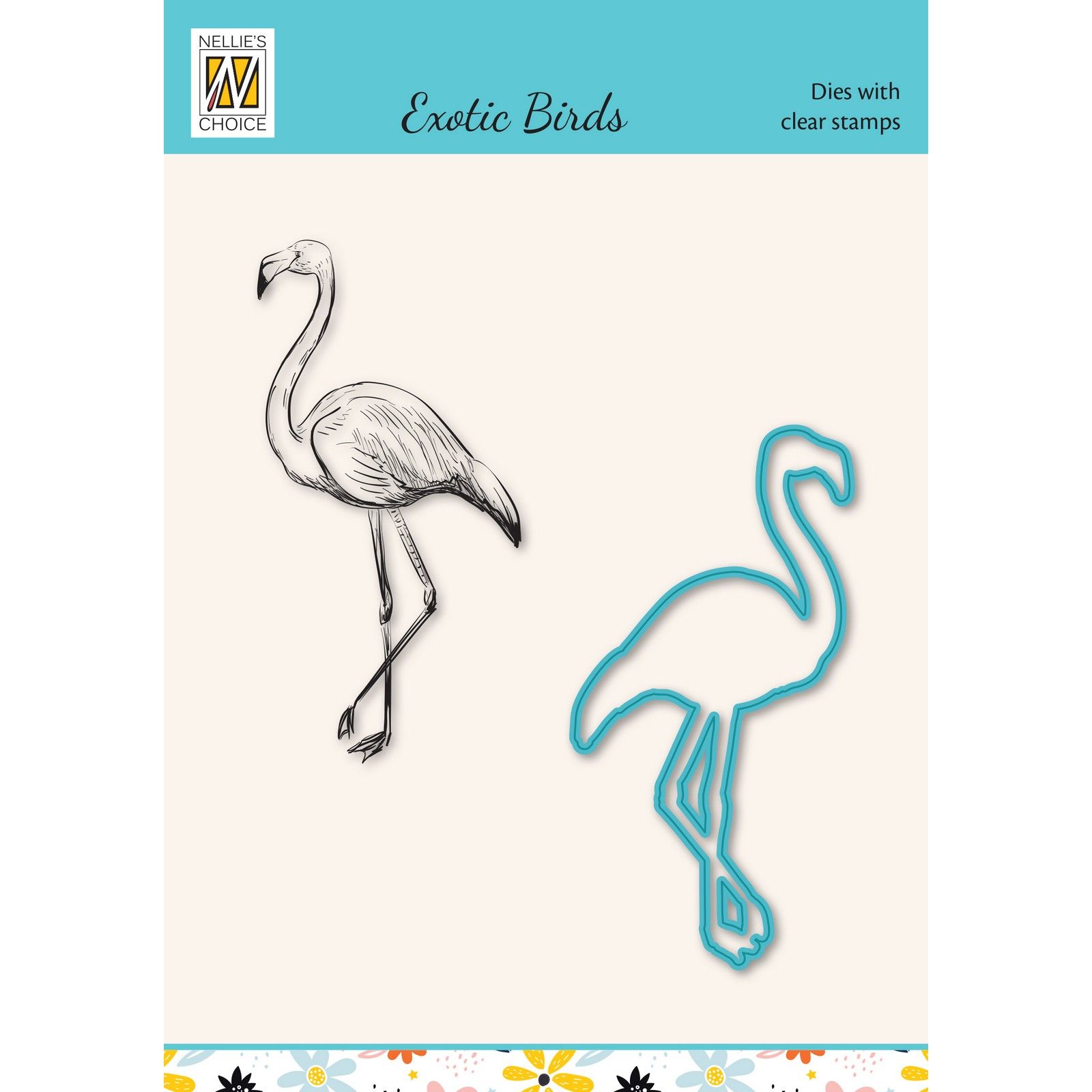 Nellie's Choice • Cutting Die & Clear Stamp Exotic Birds Flamingo