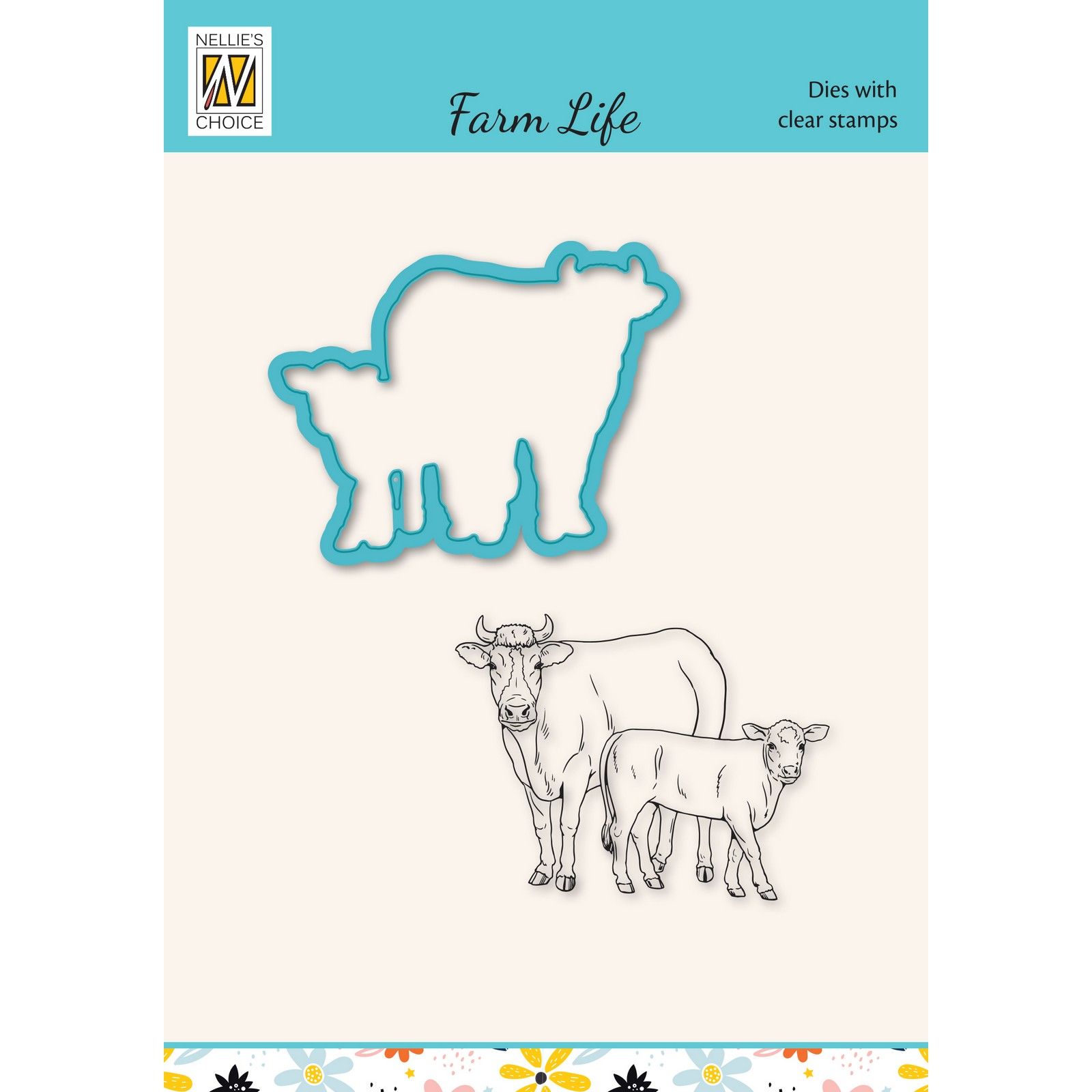 Nellie's Choice • Snellen Design Diecut & Clear Stamp Sets Farm-Life Cow and Calf