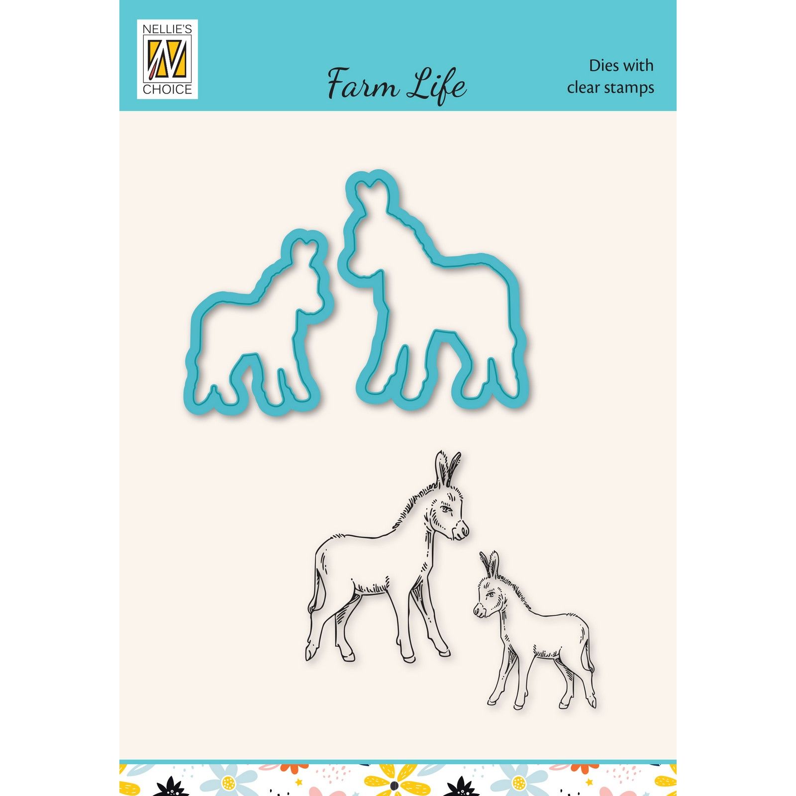 Nellie's Choice • Cutting Die & Clear Stamp Farm Life Donkey 4pcs