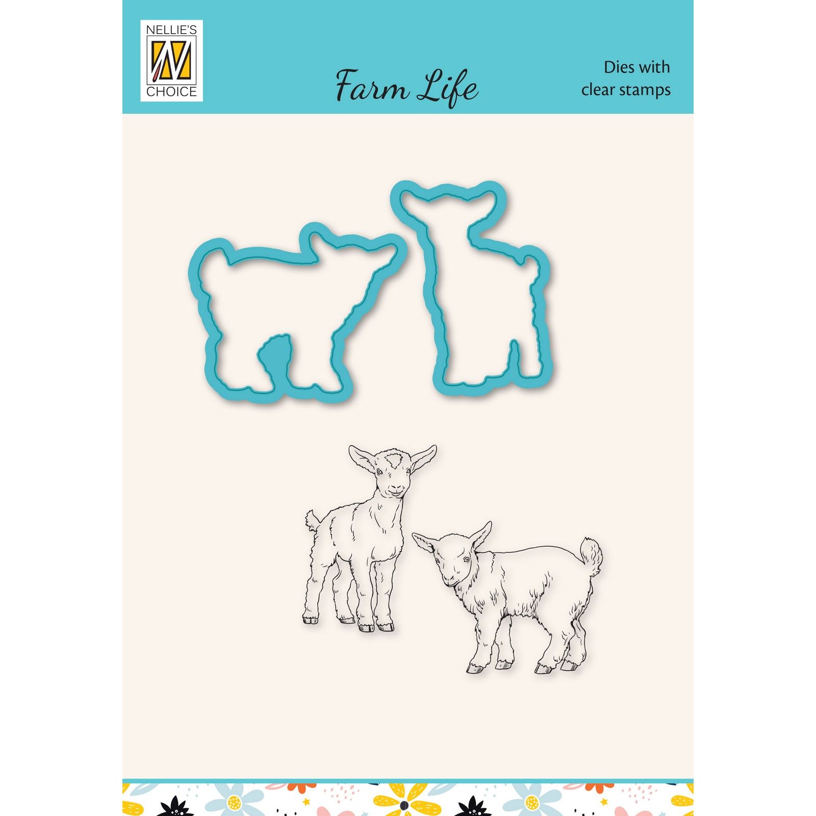 Nellie's Choice • Cutting Die & Clear Stamp Farm Life Goat 4pcs