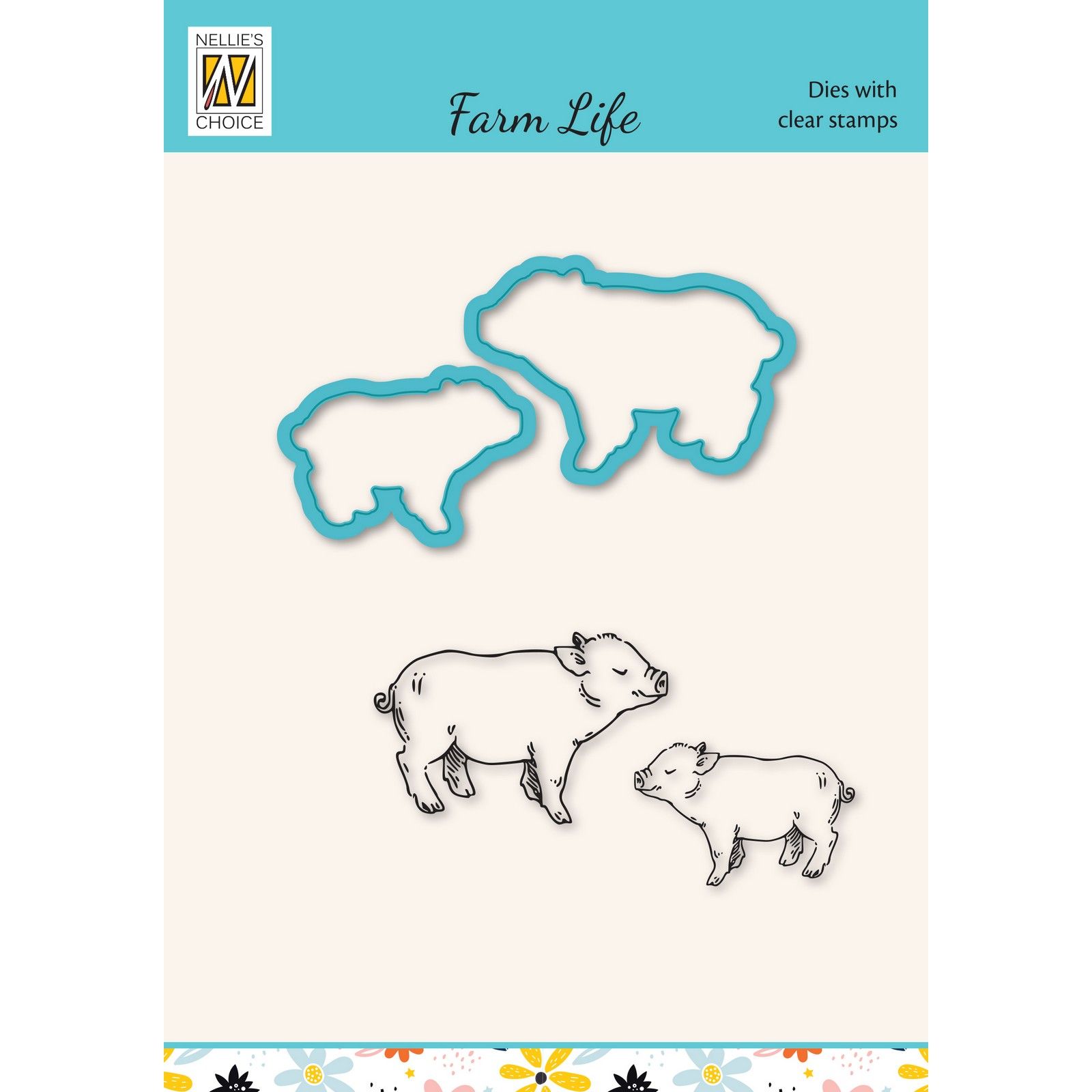 Nellie's Choice • Cutting Die & Clear Stamp Farm Life Pig 4pcs