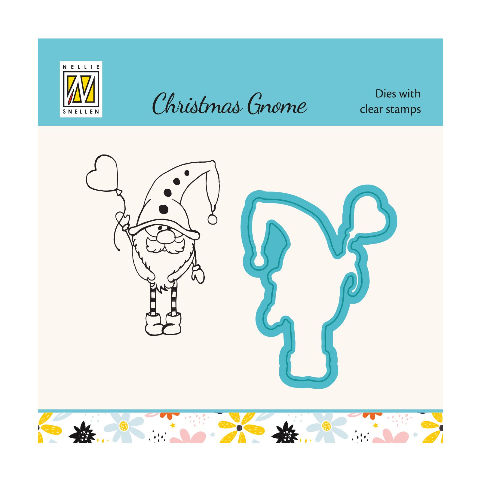 Nellie's Choice • Cutting Die & Clear Stamp Weihnachten Gnom mit Ballon