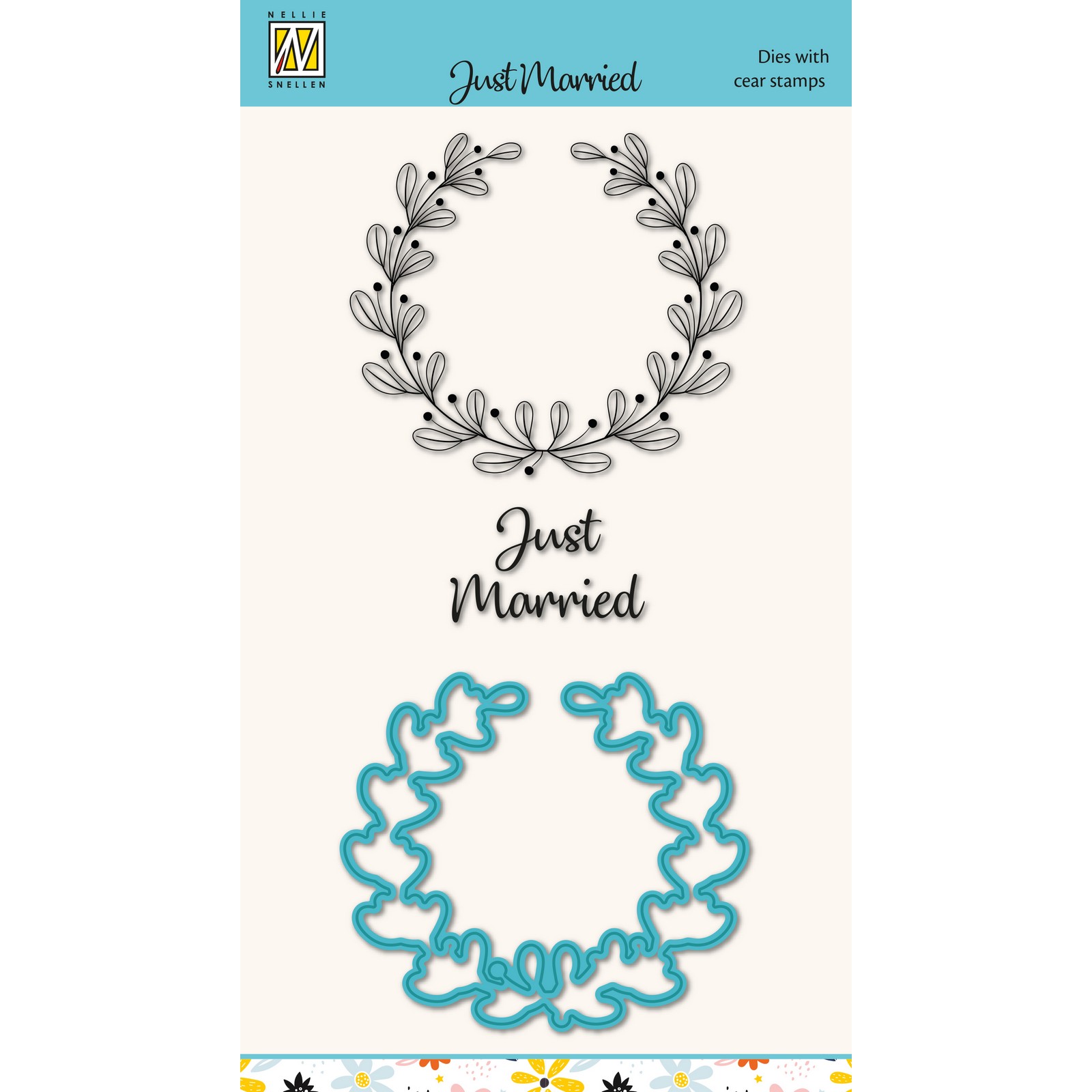 Nellie's Choice • Cutting Die & Clear Stamp Text Just Married 3St.