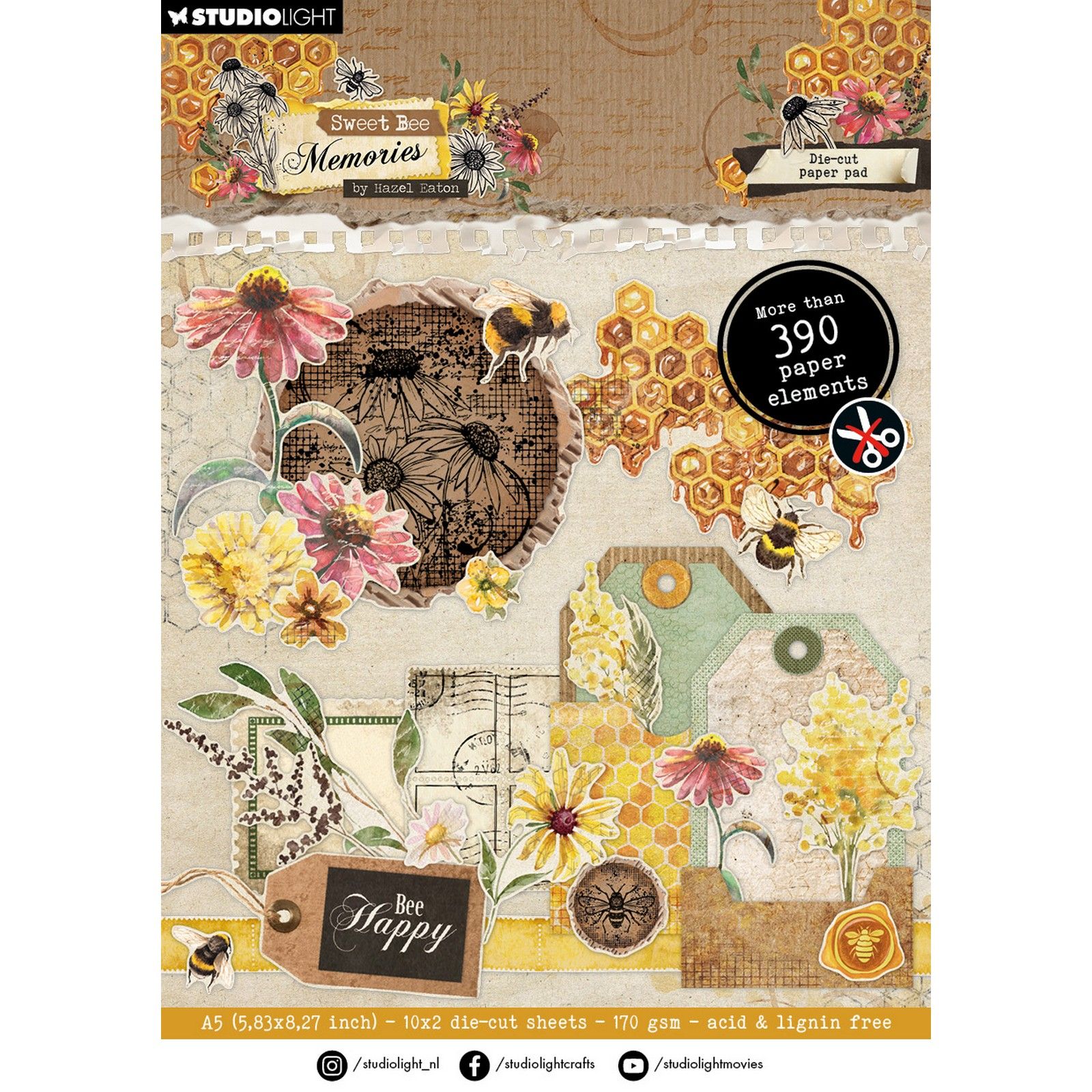 Studio Light • Sweet Bee Memories Die-Cut Paper Pad Paper Elements