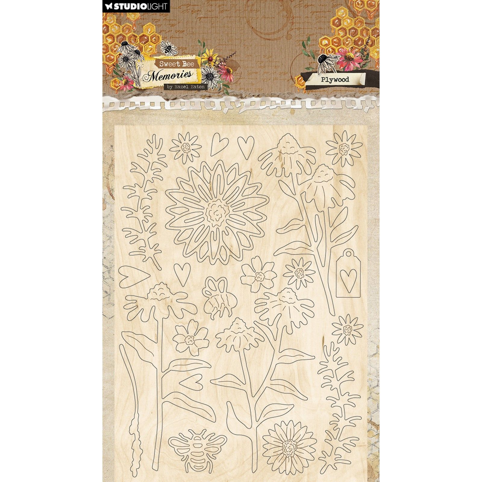 Studio Light • Sweet Bee Memories Plywood Elements Florals & Grunge