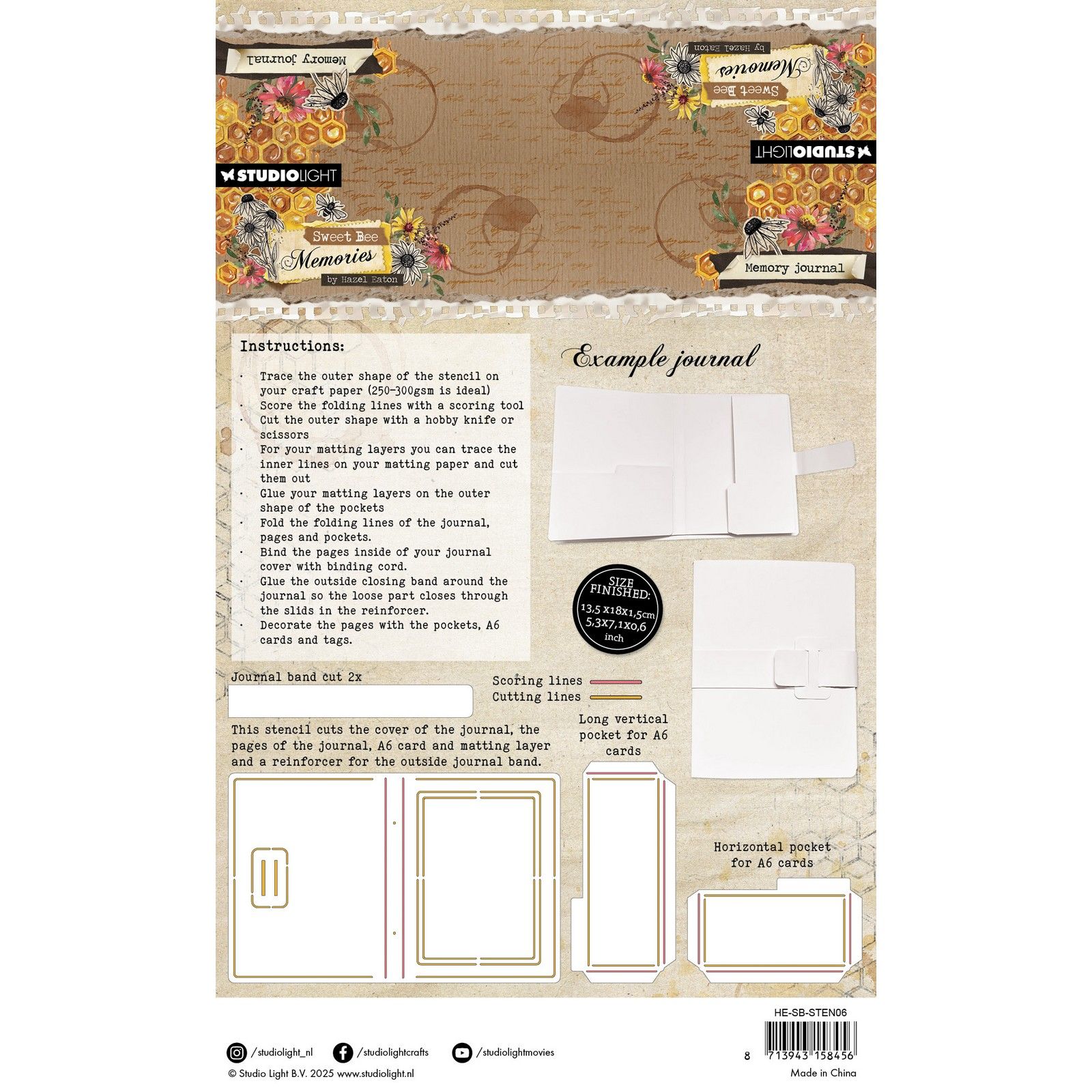 Studio Light • Sweet Bee Memories Stencil Memory Journal