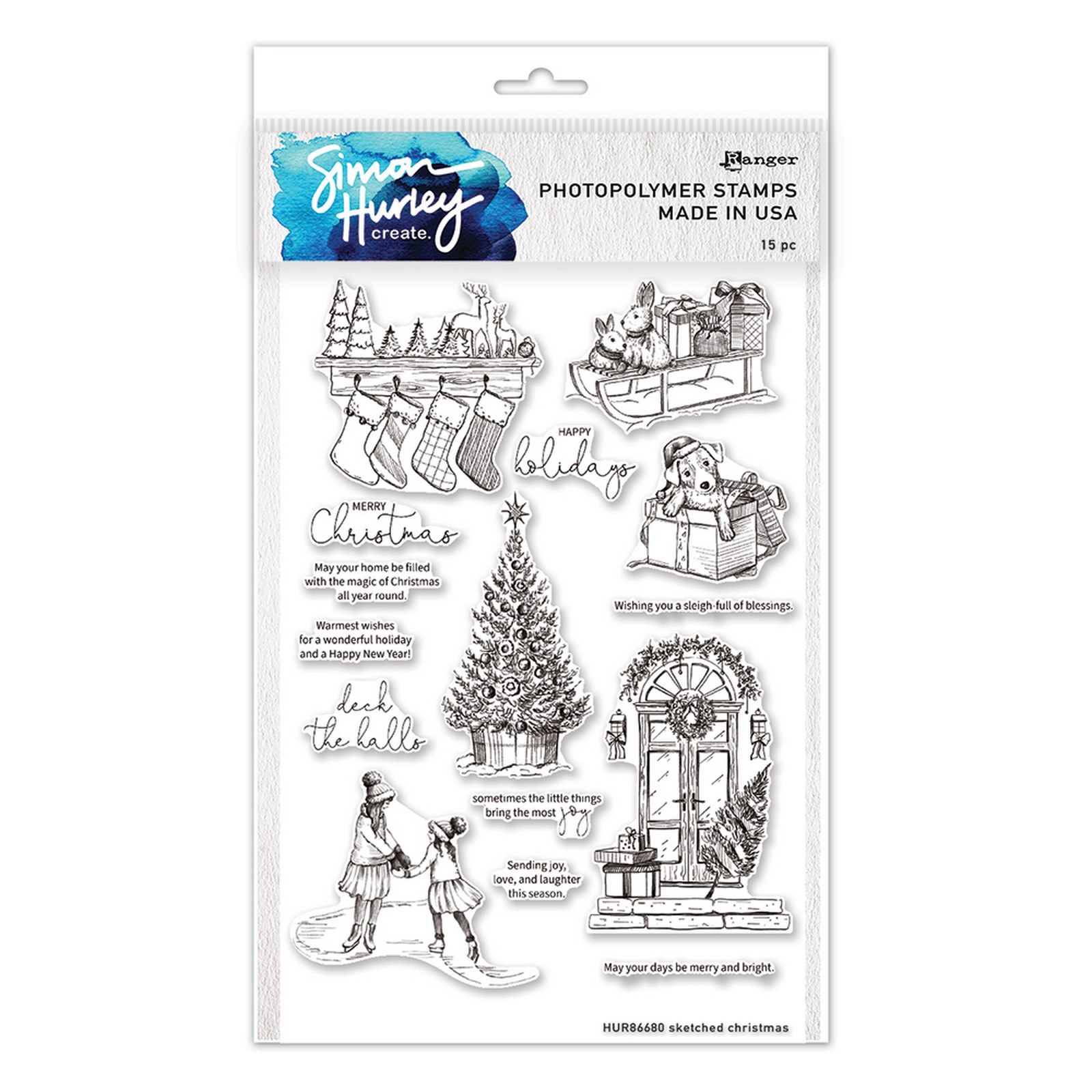 Ranger • Simon Hurley create. Photopolymer Stamps 15.24cmx22.86cm Sketched Christmas