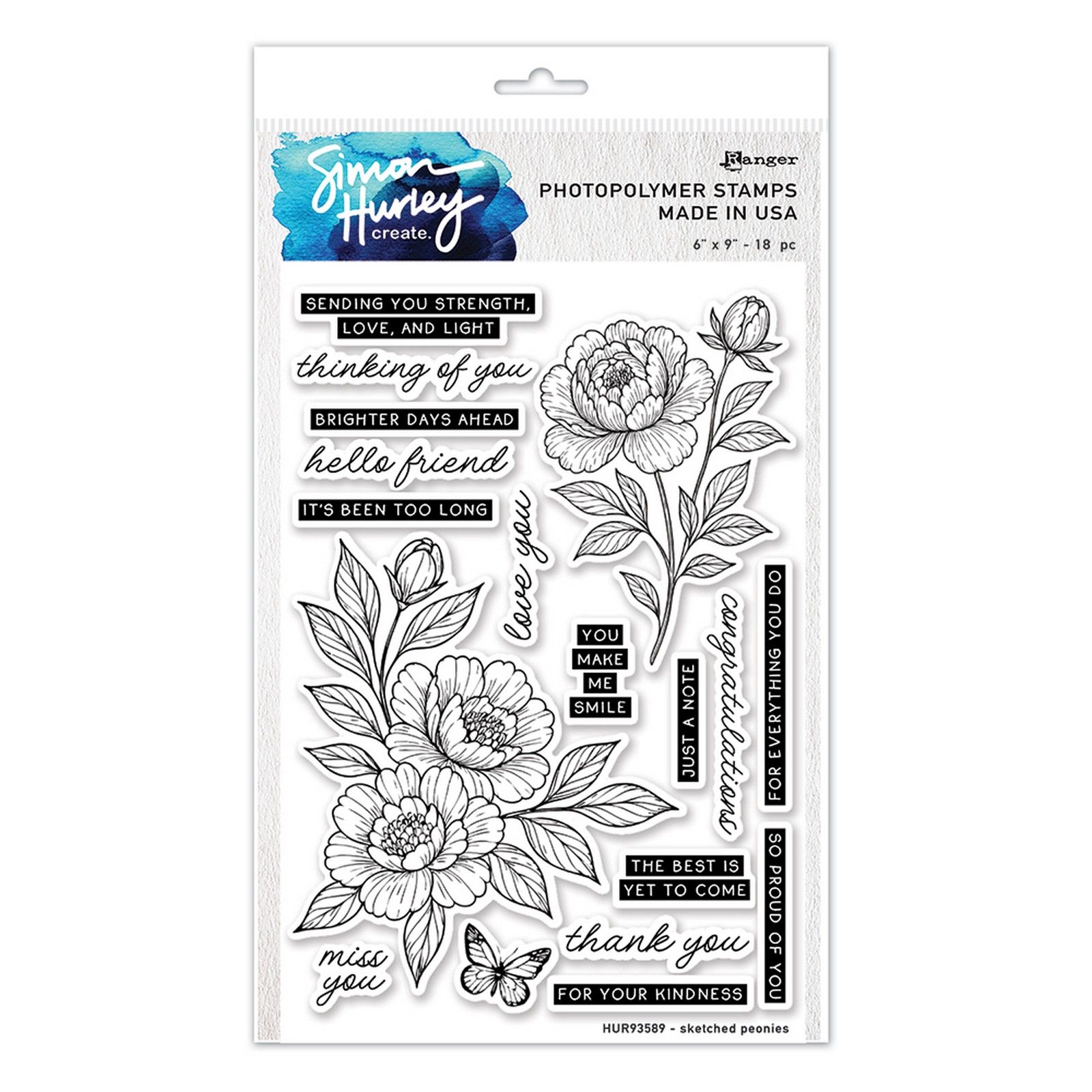 Ranger • Simon Hurley Create. Photopolymer Stamps Sketched Peonies