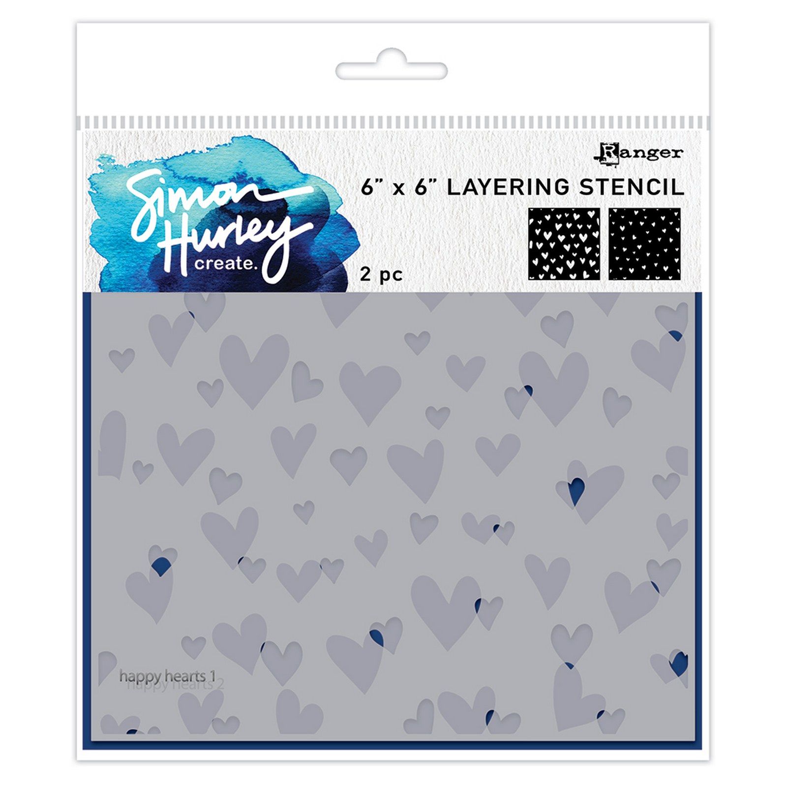 Ranger • Simon Hurley Create Layering Stencils Happy Hearts 2pcs