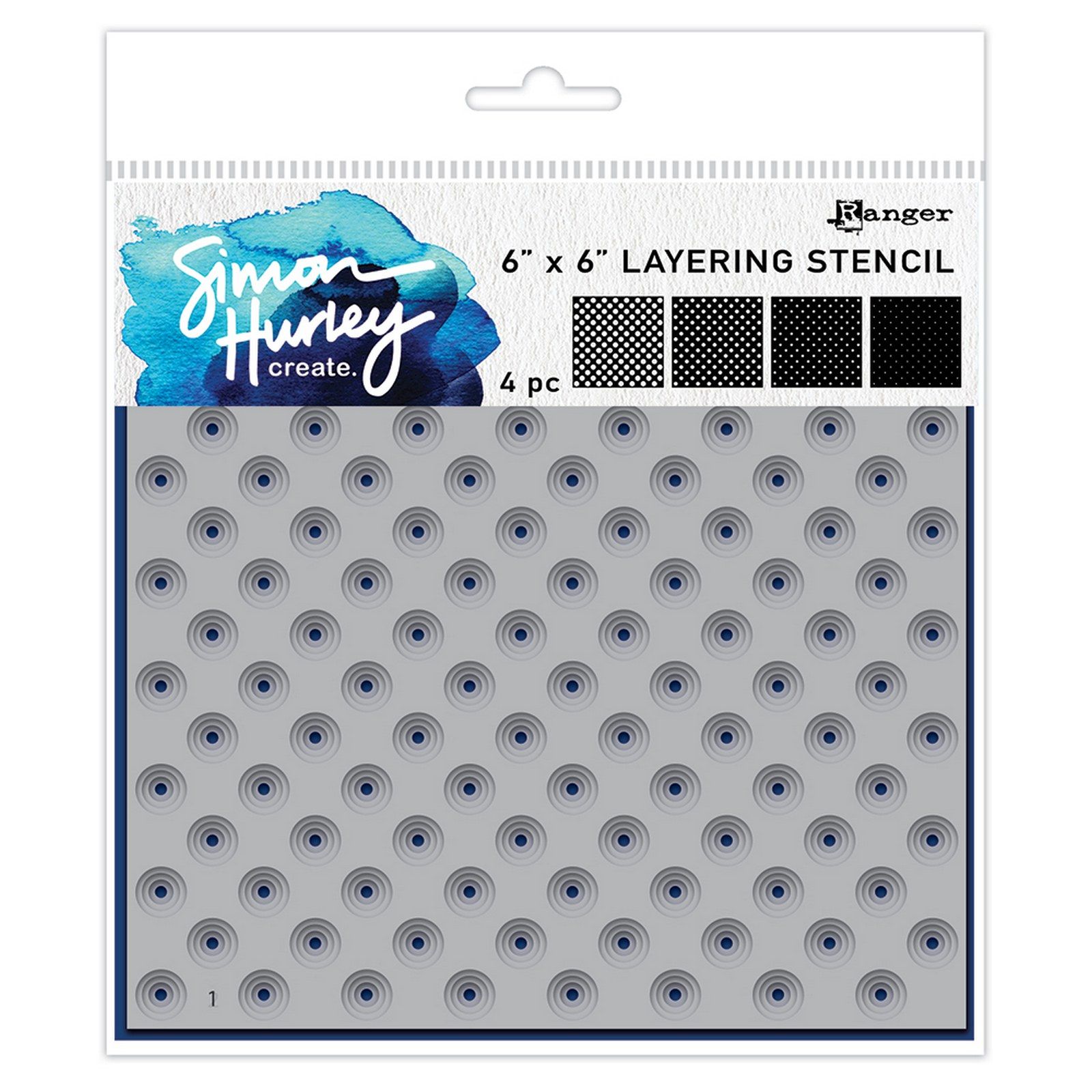 Ranger • Simon Hurley Create Layering Stencils Polka Dot Assortment 4pcs