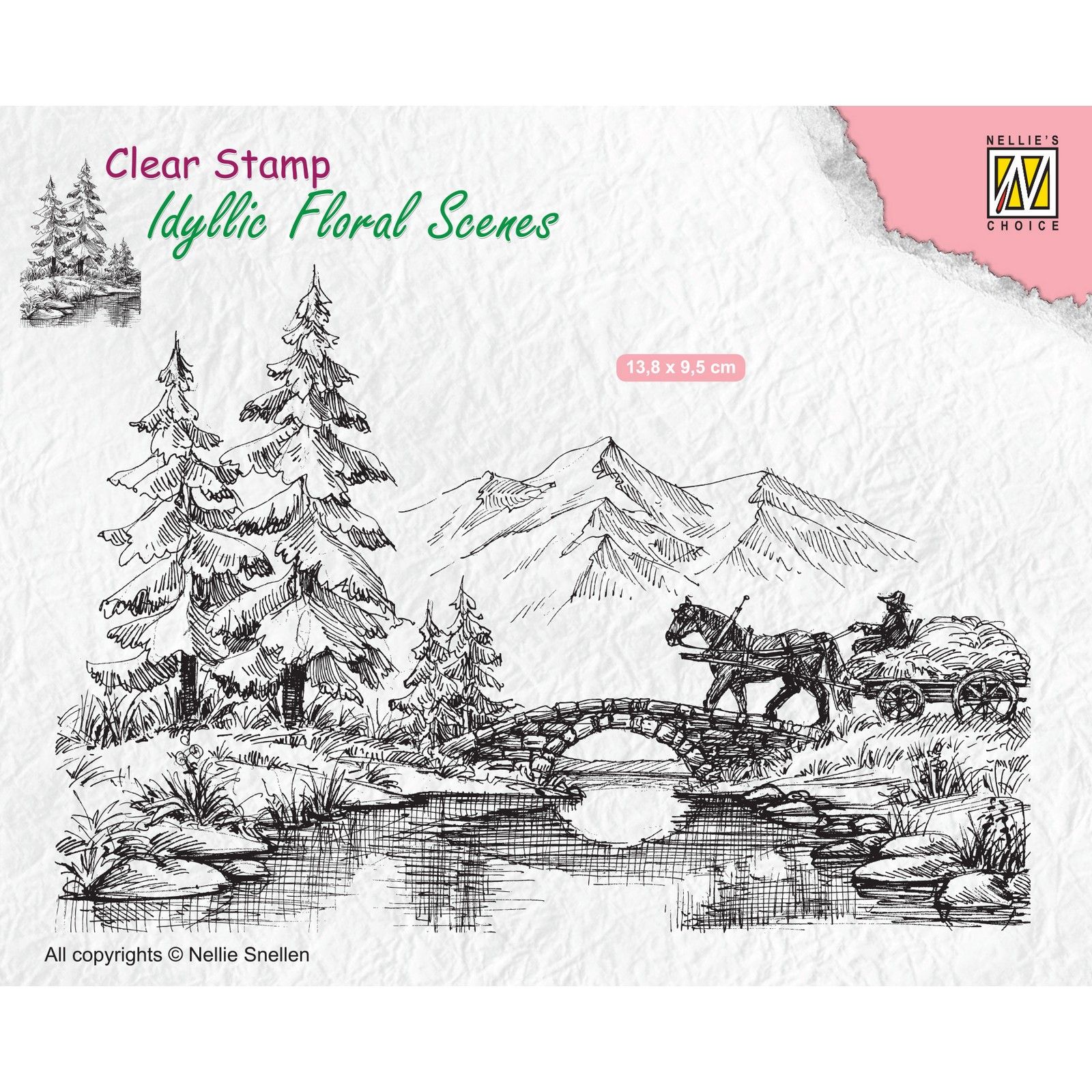 Nellie's Choice • Idyllic Floral Scenes Clear Stempel Horse and Cart