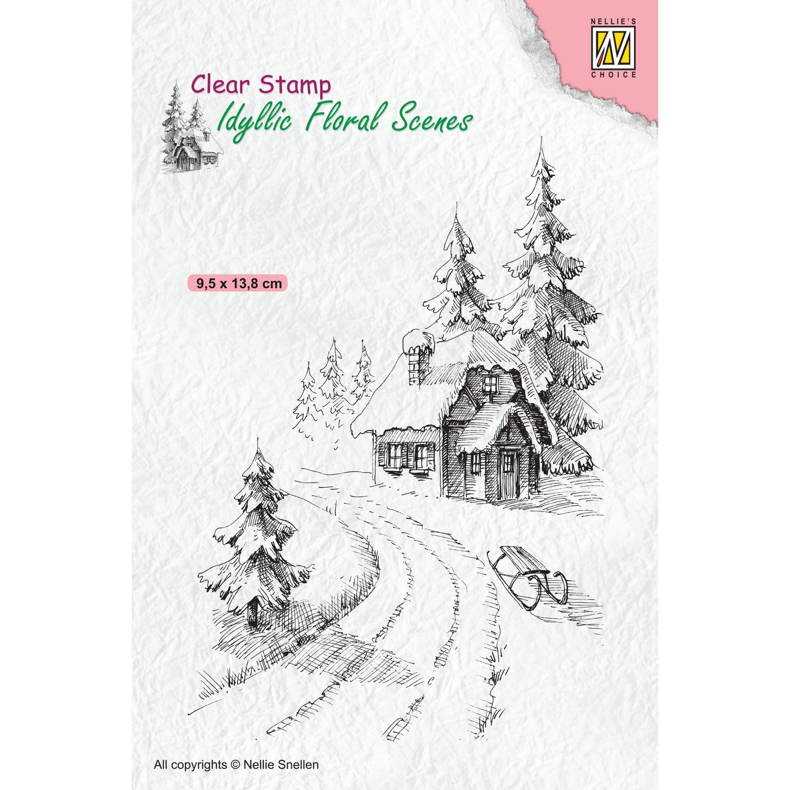 Nellie's Choice • Idyllic Floral Scenes Clear Stamps Wintery House (95x138mm)