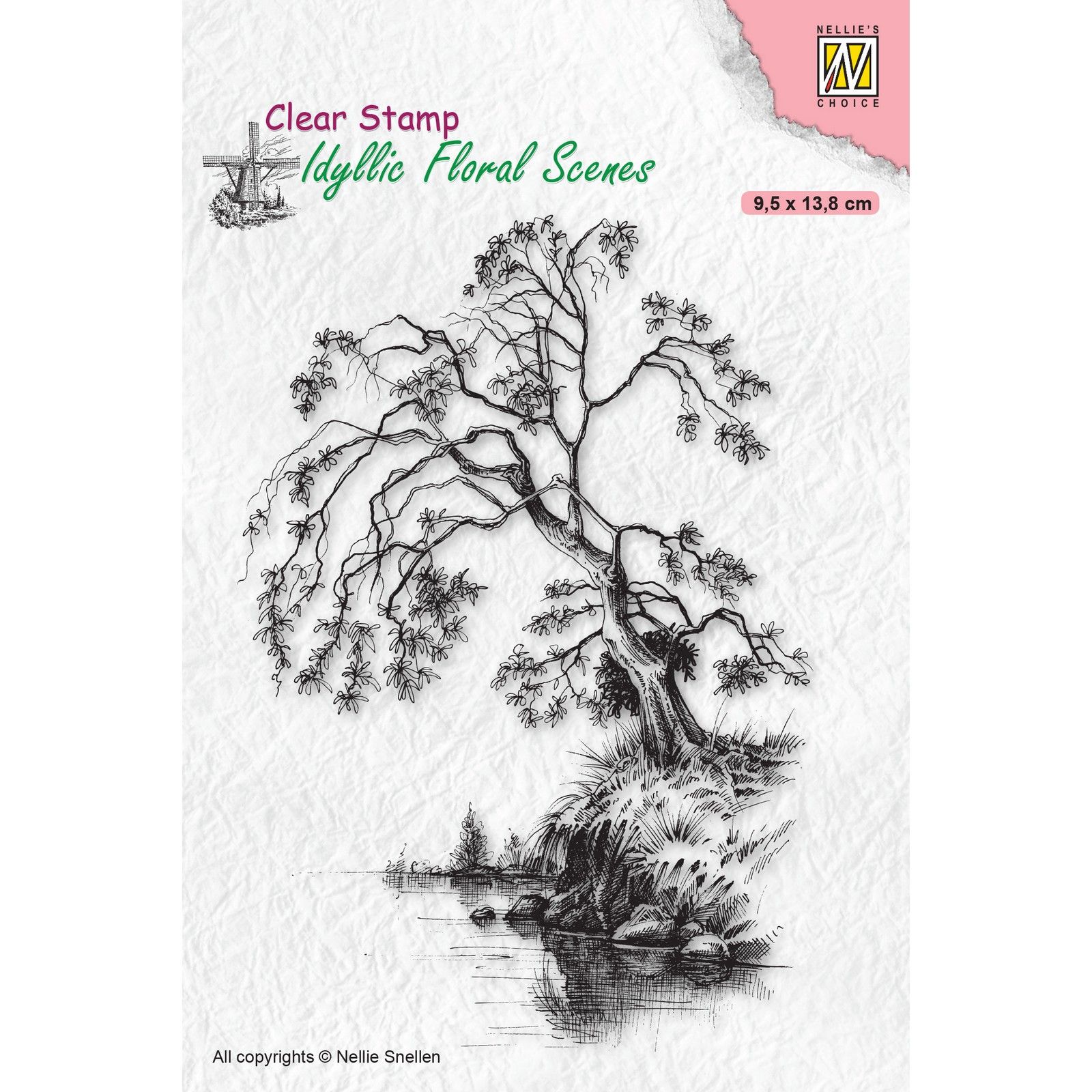 Nellie's Choice • Idyllic Floral Scenes Clear Stamps Tree on Waterside